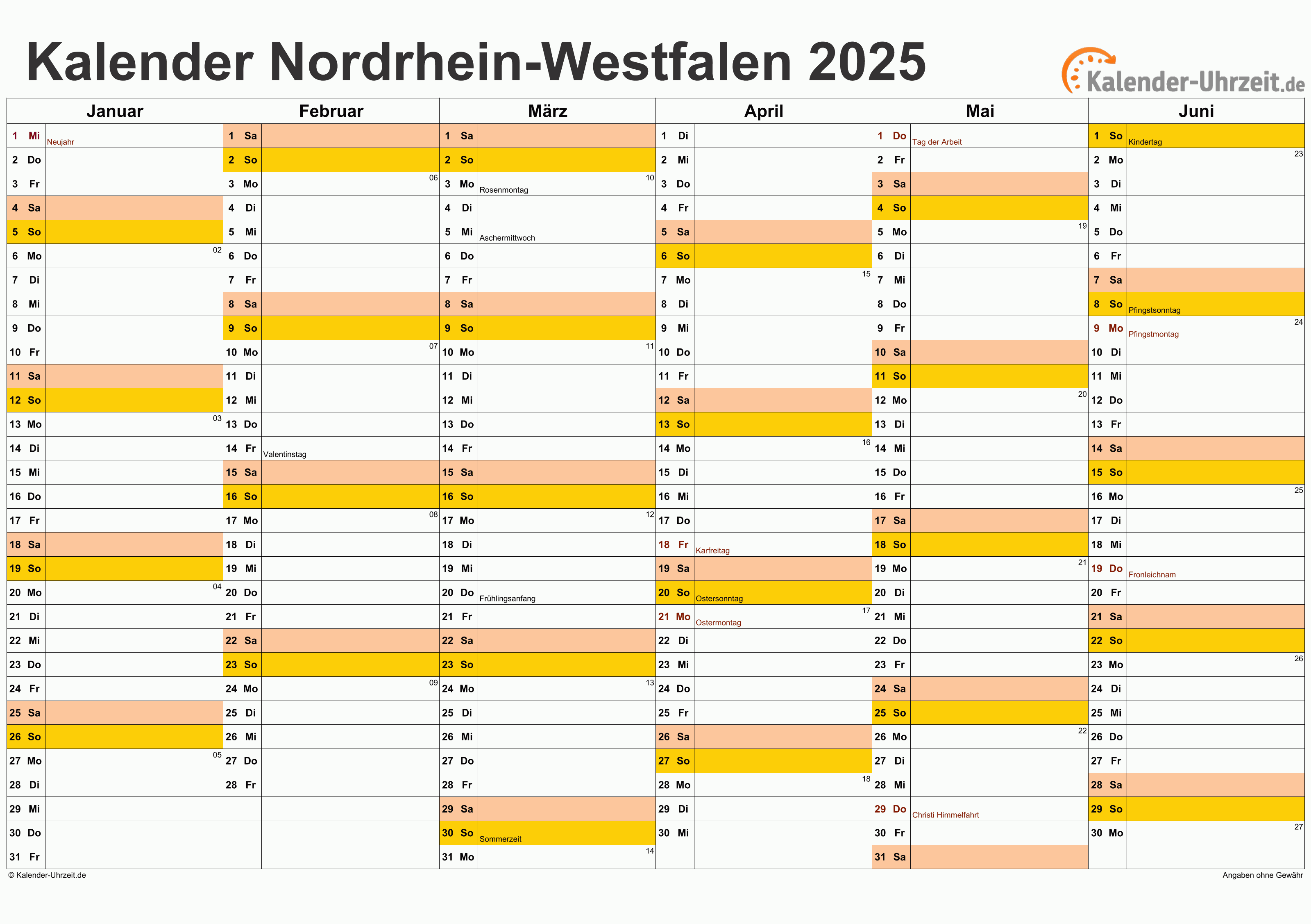 Feiertage 2025 Nordrhein Westfalen Kalender