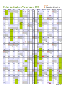 Ferien 2015 Meck.-Pomm. im Kalender - A4 hoch-einseitig Ferienkalender 2015 für Meck.-Pomm. - A4 hoch-einseitig