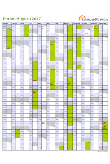 Ferienkalender 2017 für Bayern - A4 hoch-einseitig