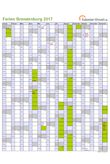 Ferienkalender 2017 für Brandenburg - A4 hoch-einseitig