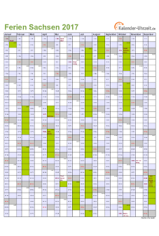 Ferien 2017 Sachsen im Kalender - A4 hoch-einseitig Ferienkalender 2017 für Sachsen - A4 hoch-einseitig