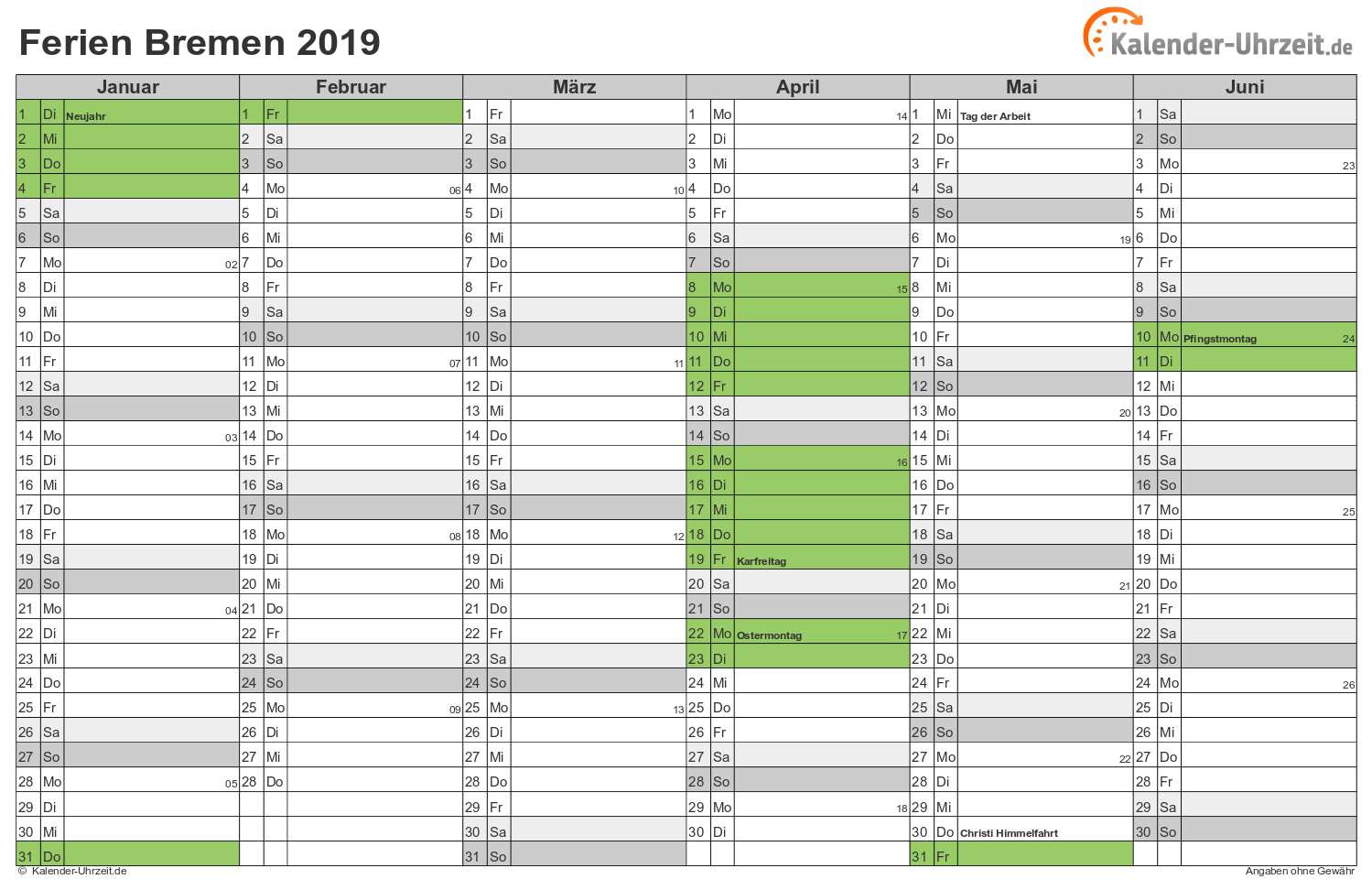 Brückentage 2020 bremen