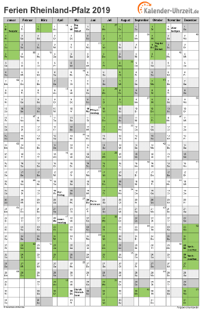 Ferien 2019 Rheinland-Pfalz im Kalender - A4 hoch-einseitig Ferienkalender 2019 für Rheinland-Pfalz - A4 hoch-einseitig