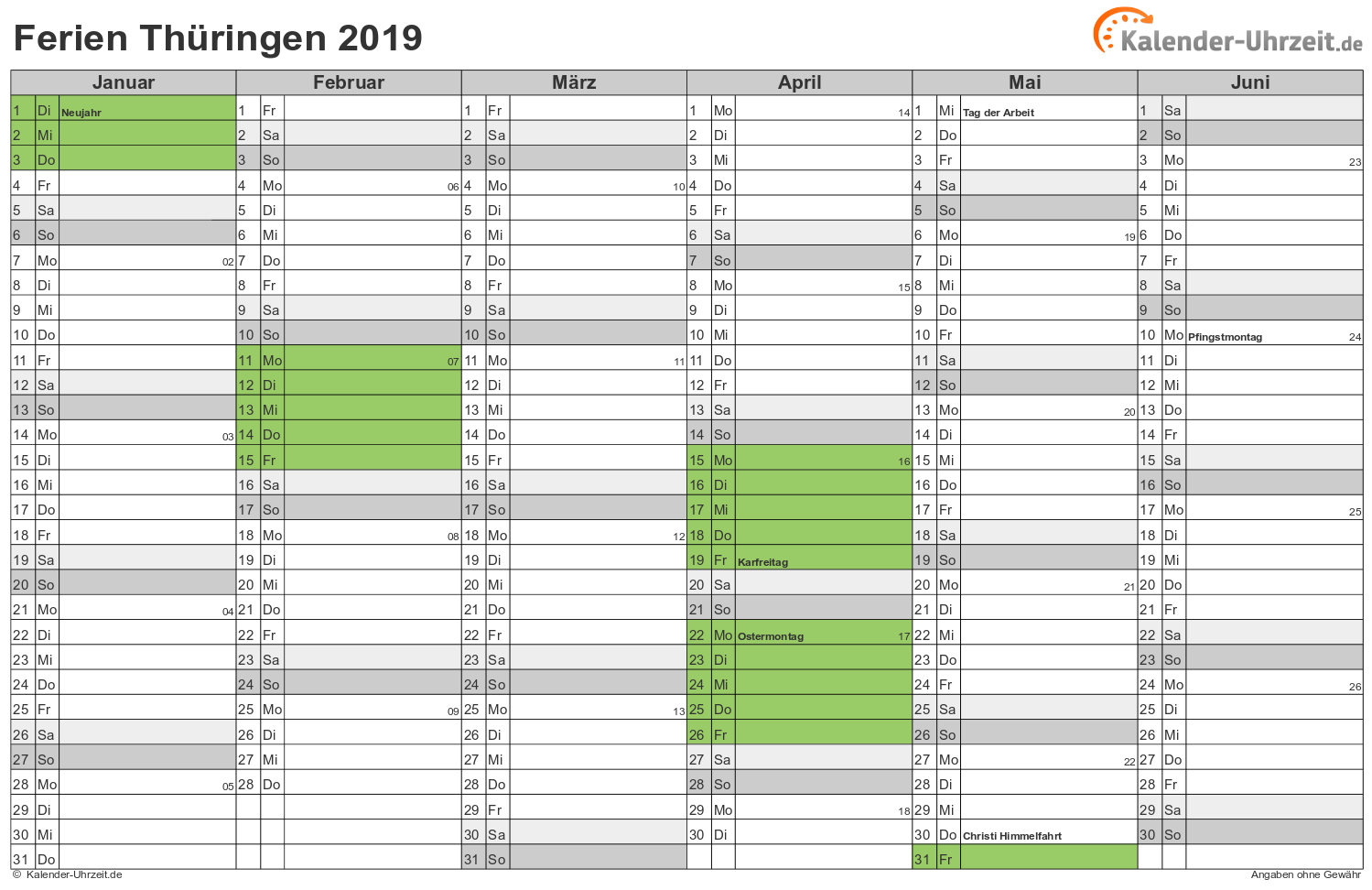 Pfingstferien thüringen 2020