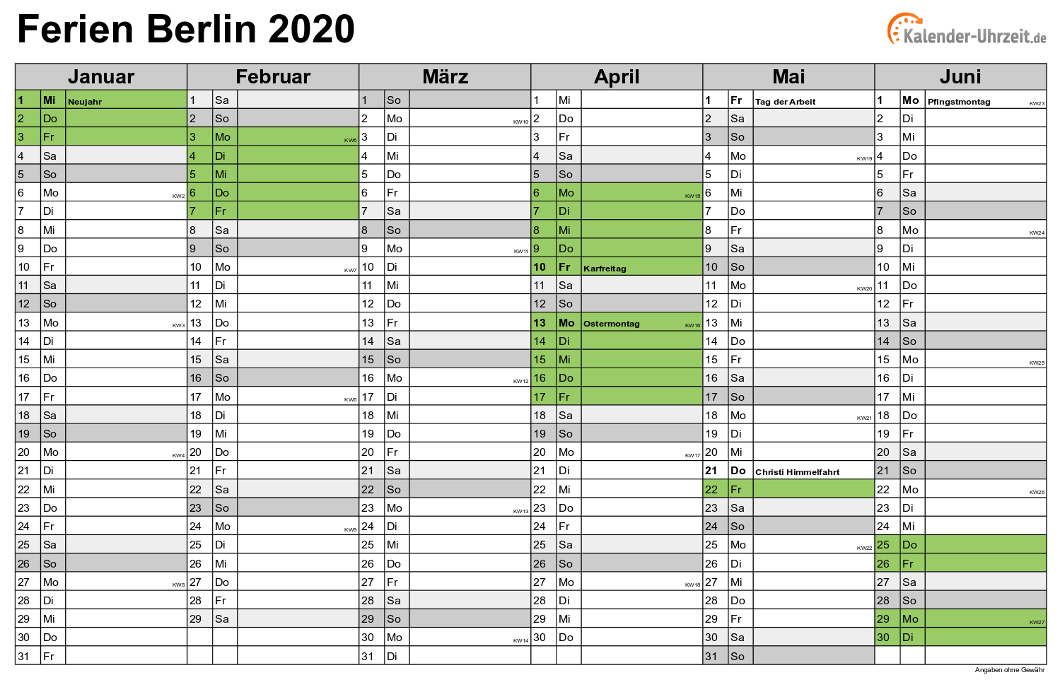 Ferienkalender Berlin