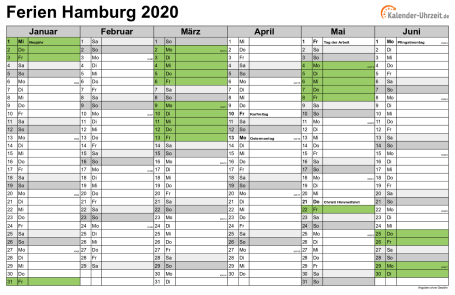 Ferien 2020 hamburg kalender