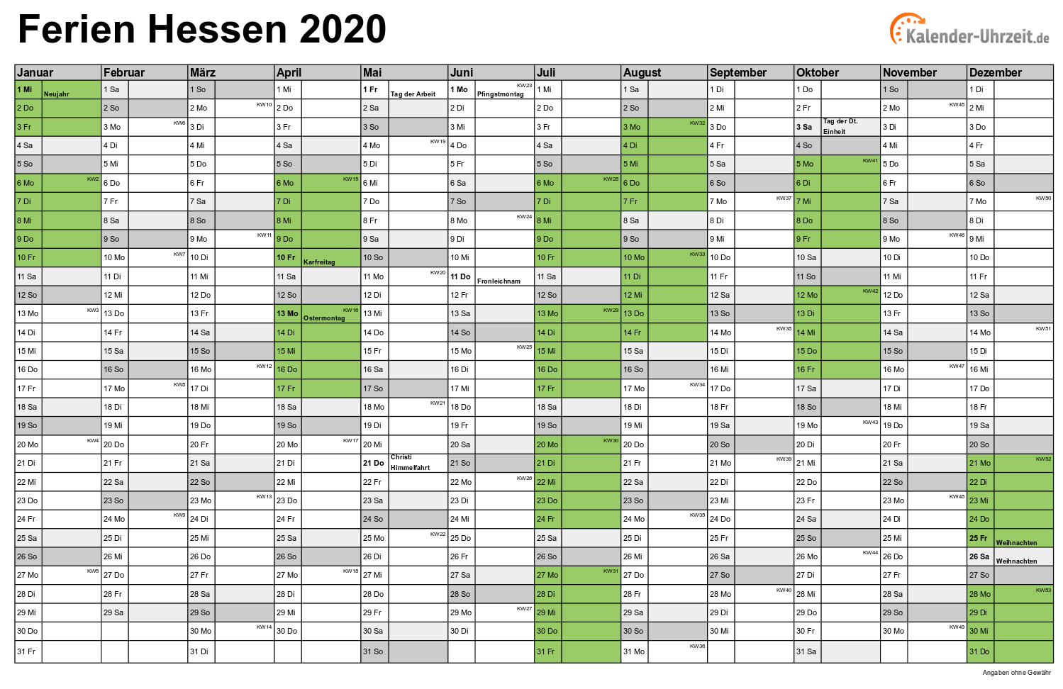Schulferien in hessen 2020