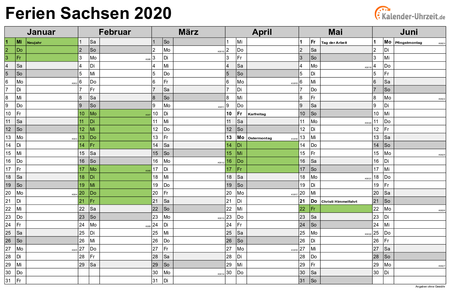 Sommerferien sachsen 2020