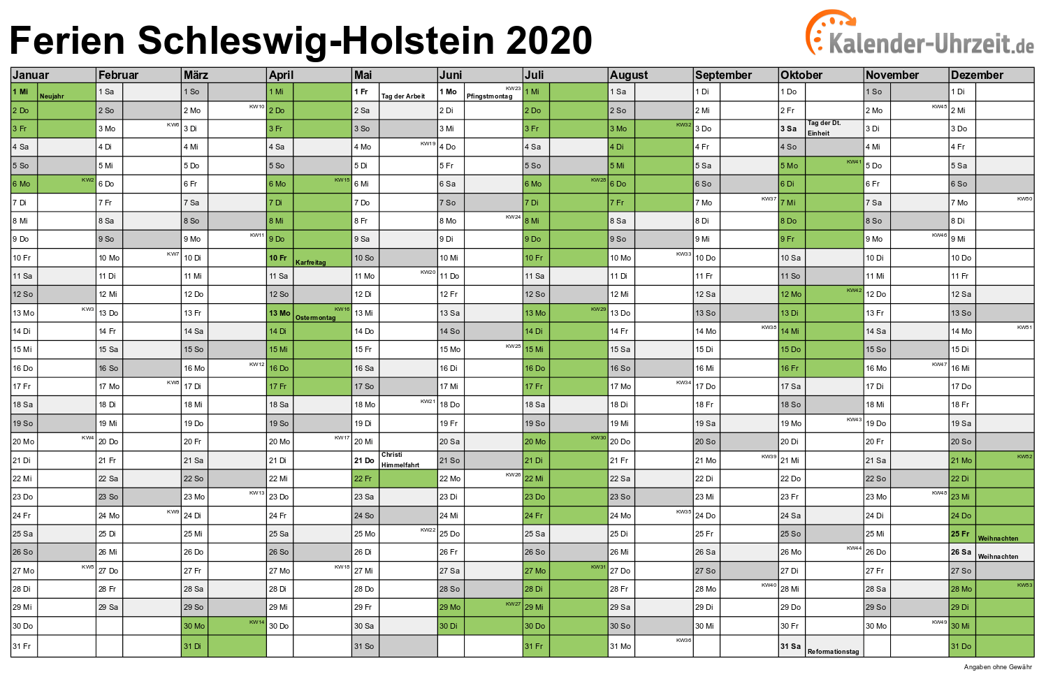 Sommerferien schleswig holstein 2020