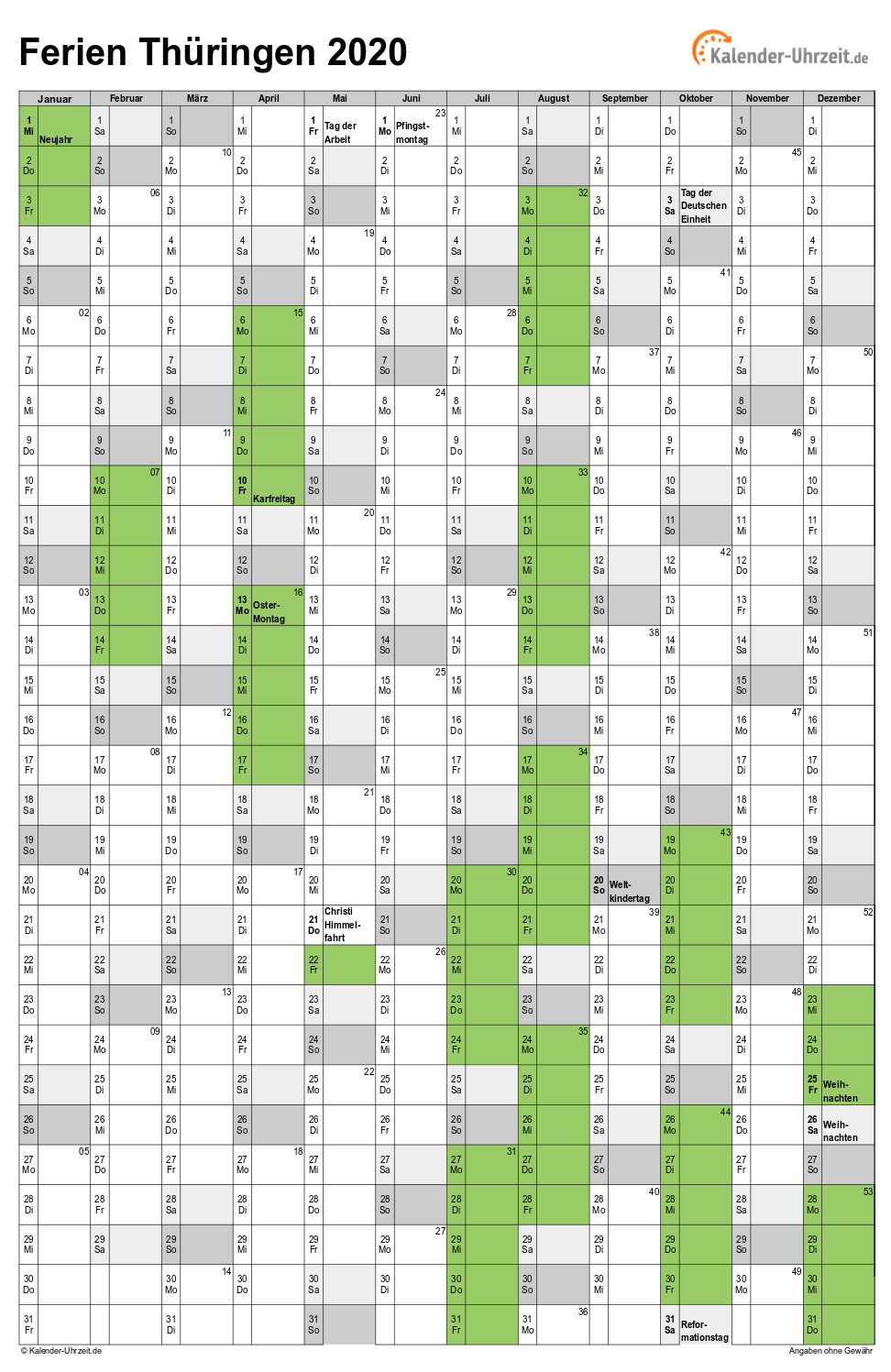 Feiertage 2020 thüringen