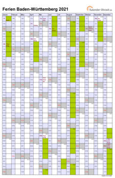 Ferienbaden Württemberg 2021 - Kalender 2021 Hessen ...