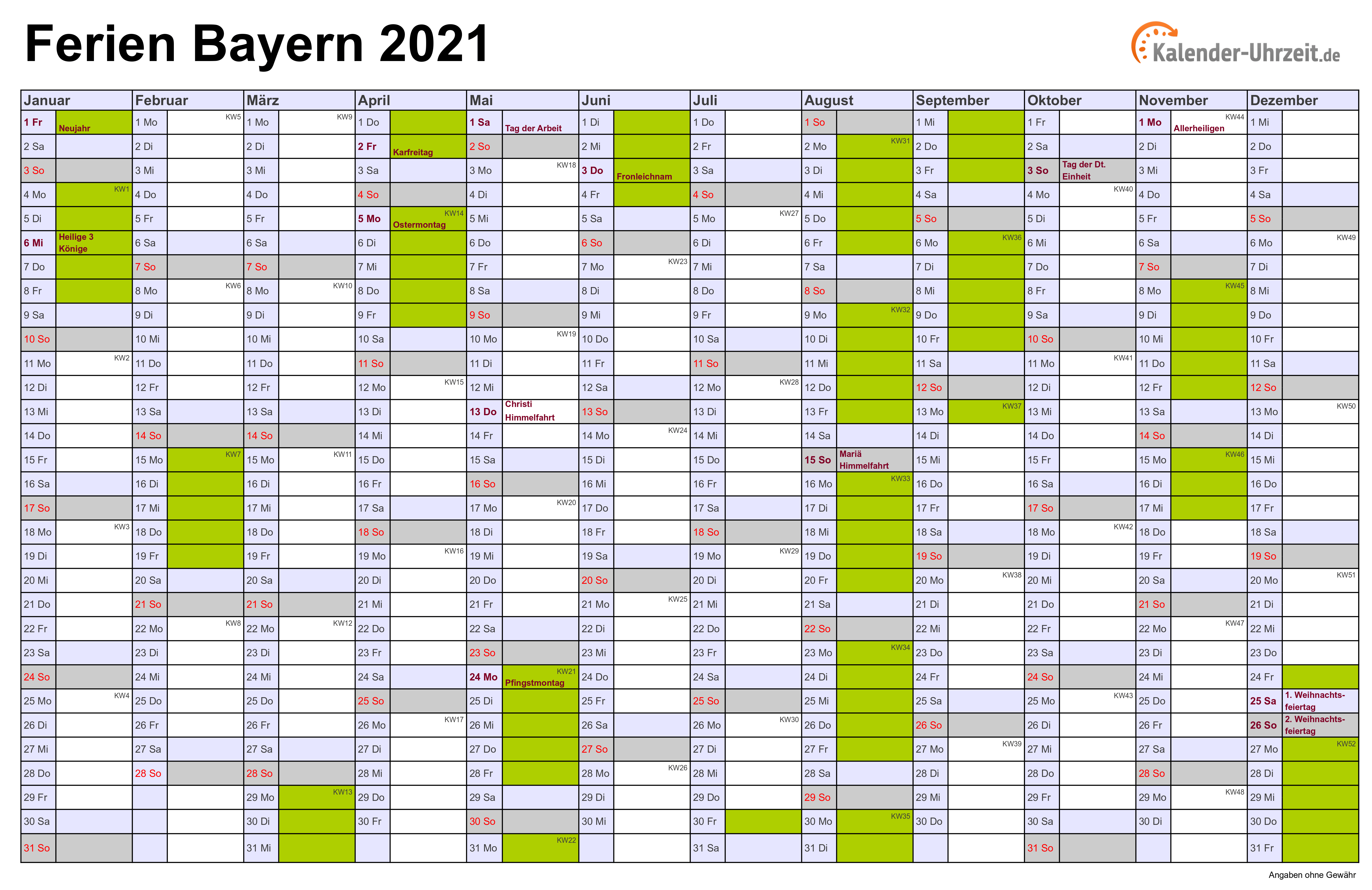 Faschingsferien 2021 | Kalender 2021 + Ferien Bayern ...