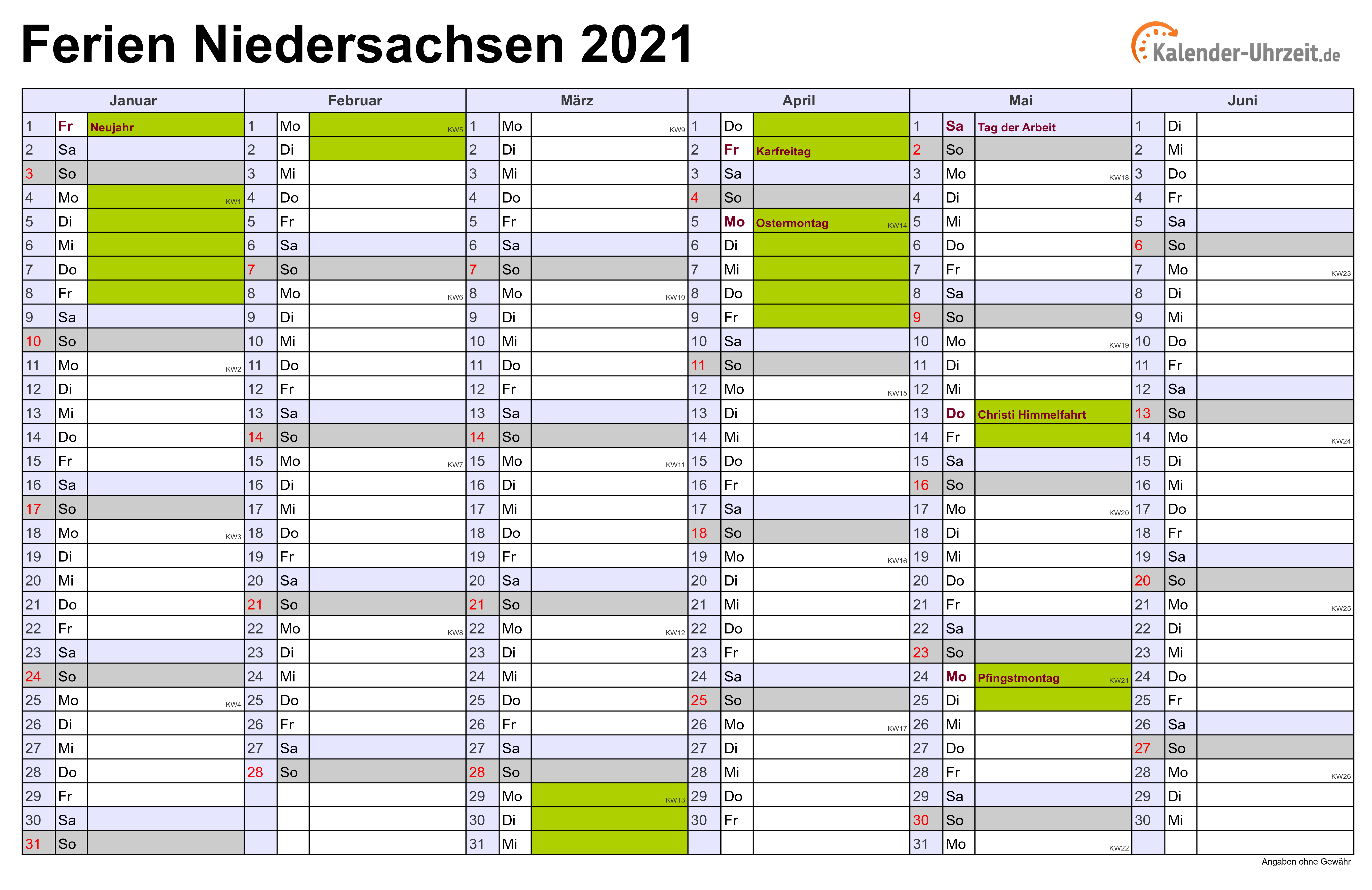 Kalender 2021 Hessen Din A4 Zum Ausdrucken : Schulferien ...