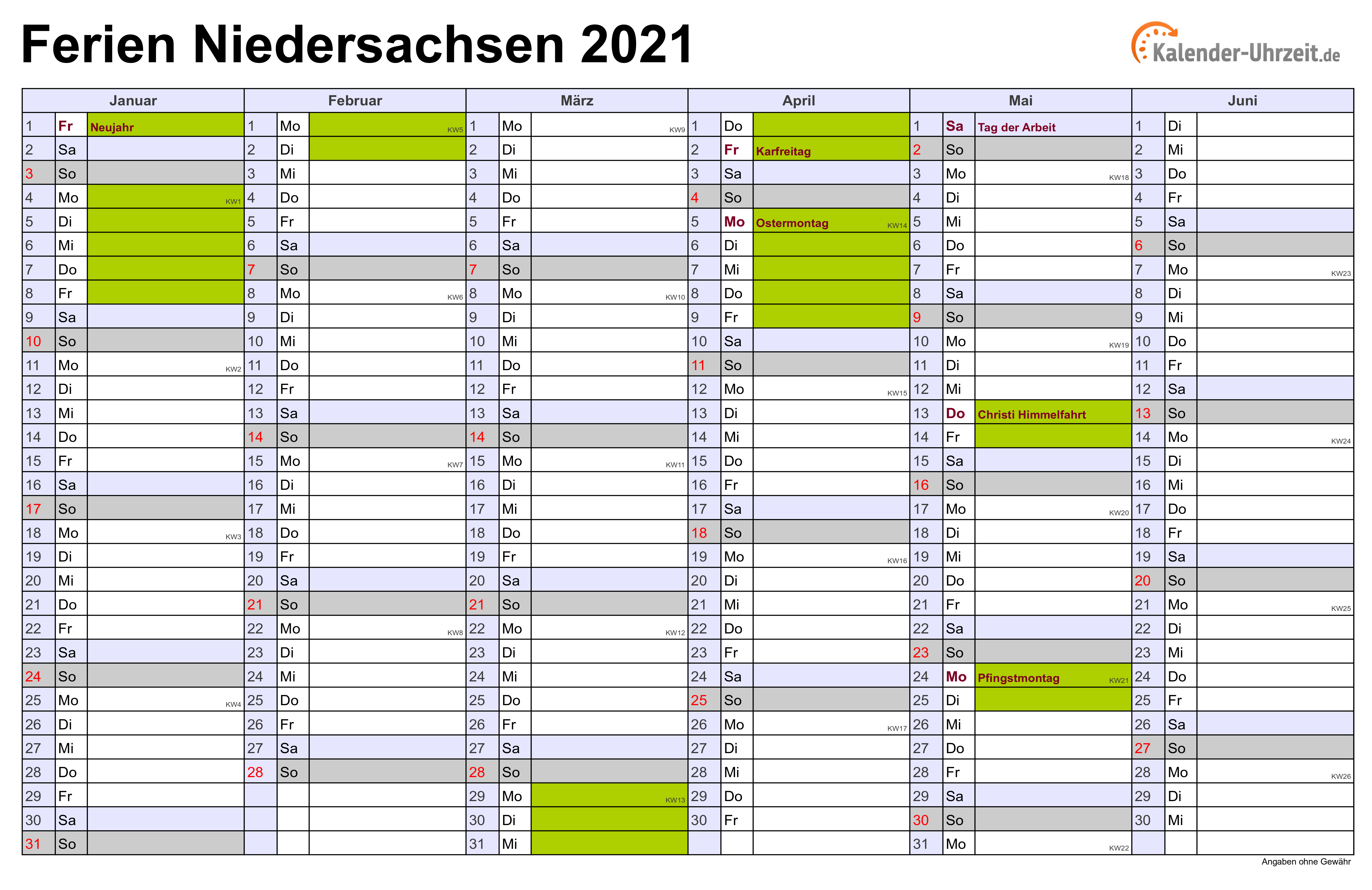 Kalender 2021 Zum Ausdrucken Kostenlos Mit Ferien / EXCEL ...