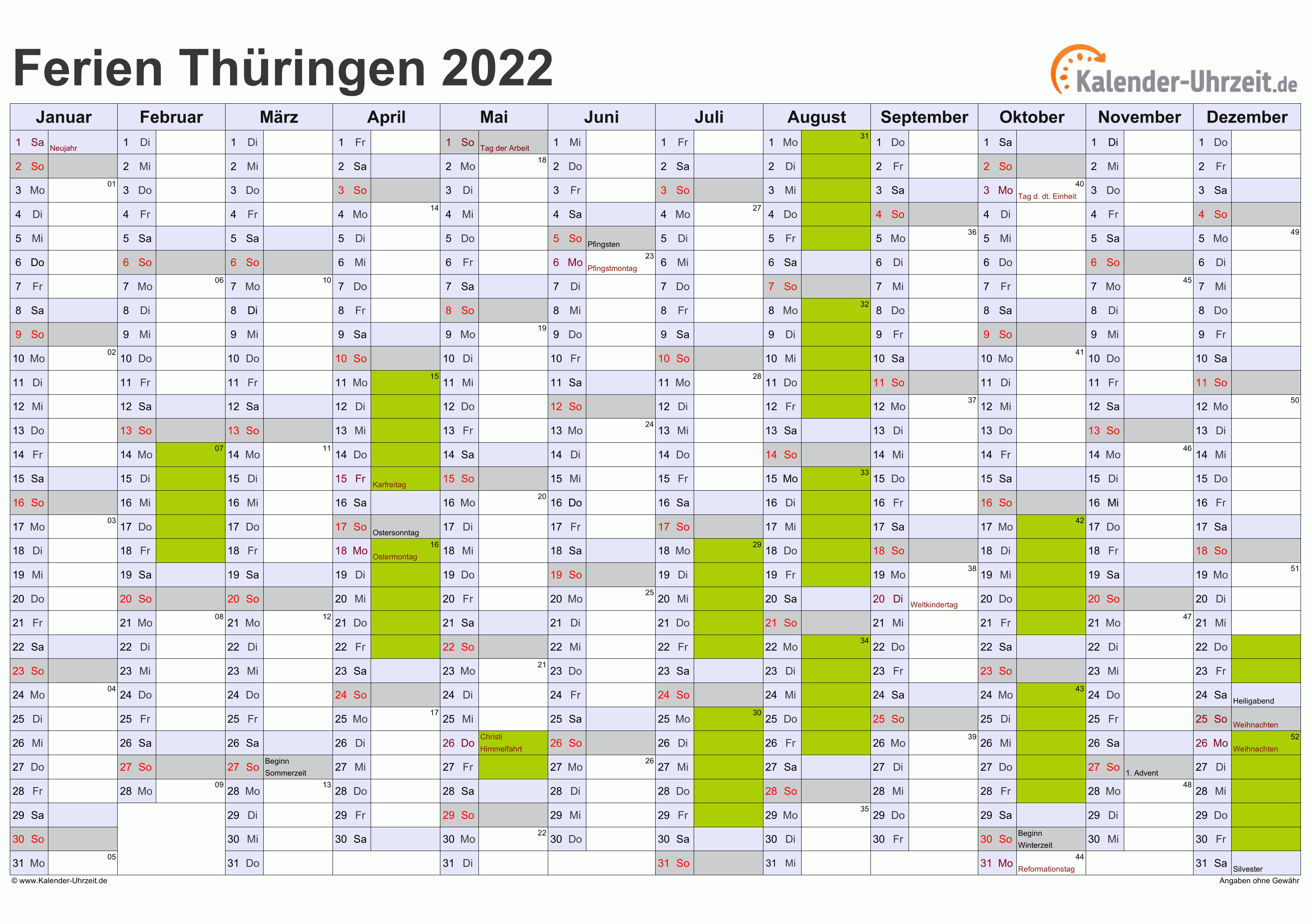  Ferien  Th ringen 2022  Ferienkalender zum  Ausdrucken 