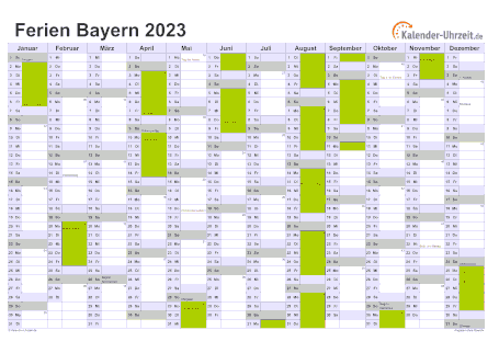 Ferienkalender 2023 für Bayern - A4 quer-einseitig