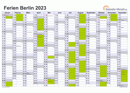Ferienkalender 2023 für Berlin - A4 quer-einseitig