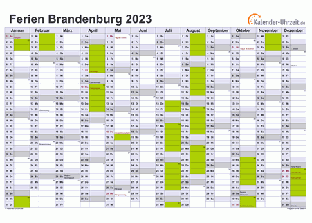 Ferienkalender 2023 für Brandenburg - A4 quer-einseitig