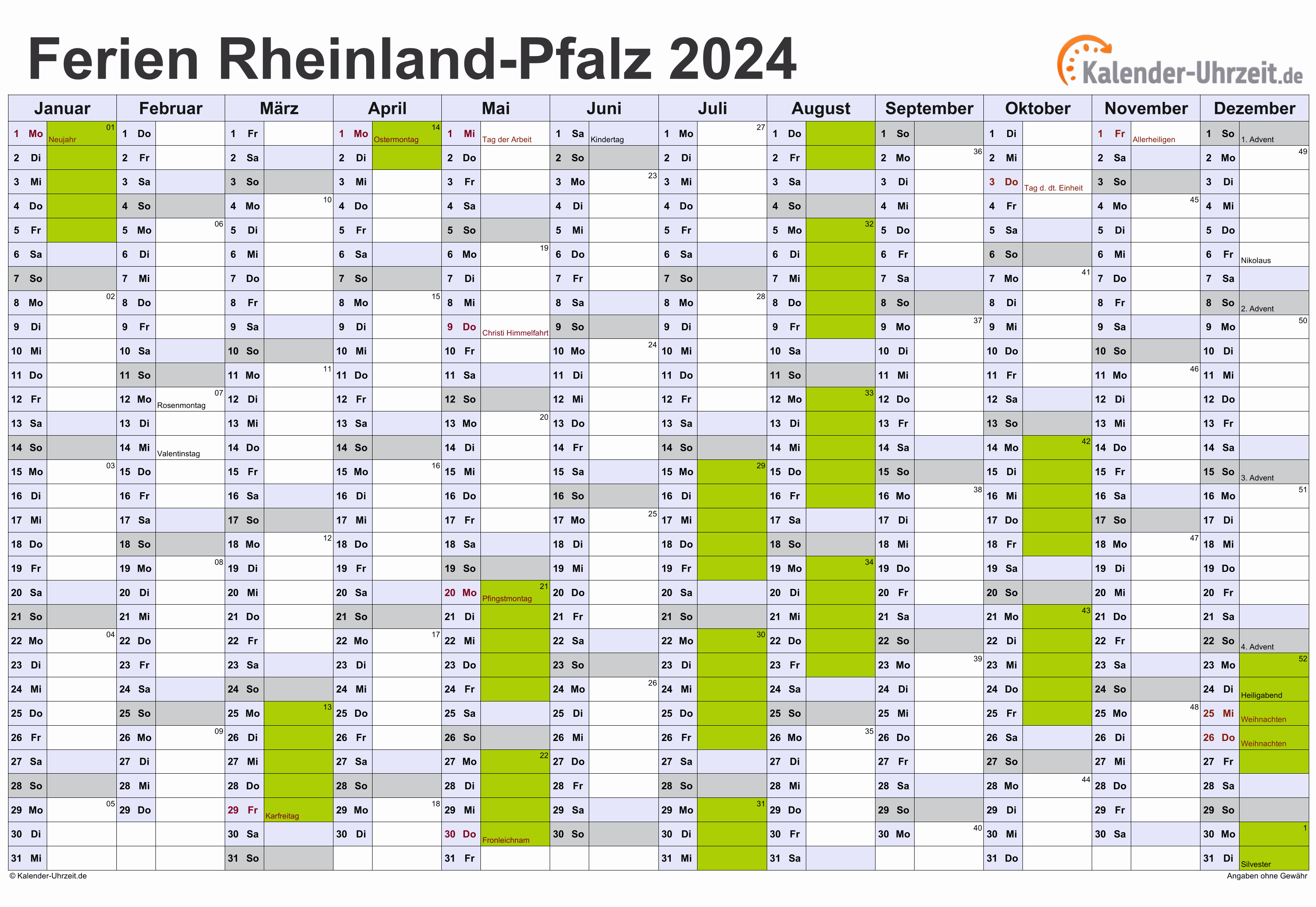 Kalender 2024 Umsonst Cool Amazing Incredible School