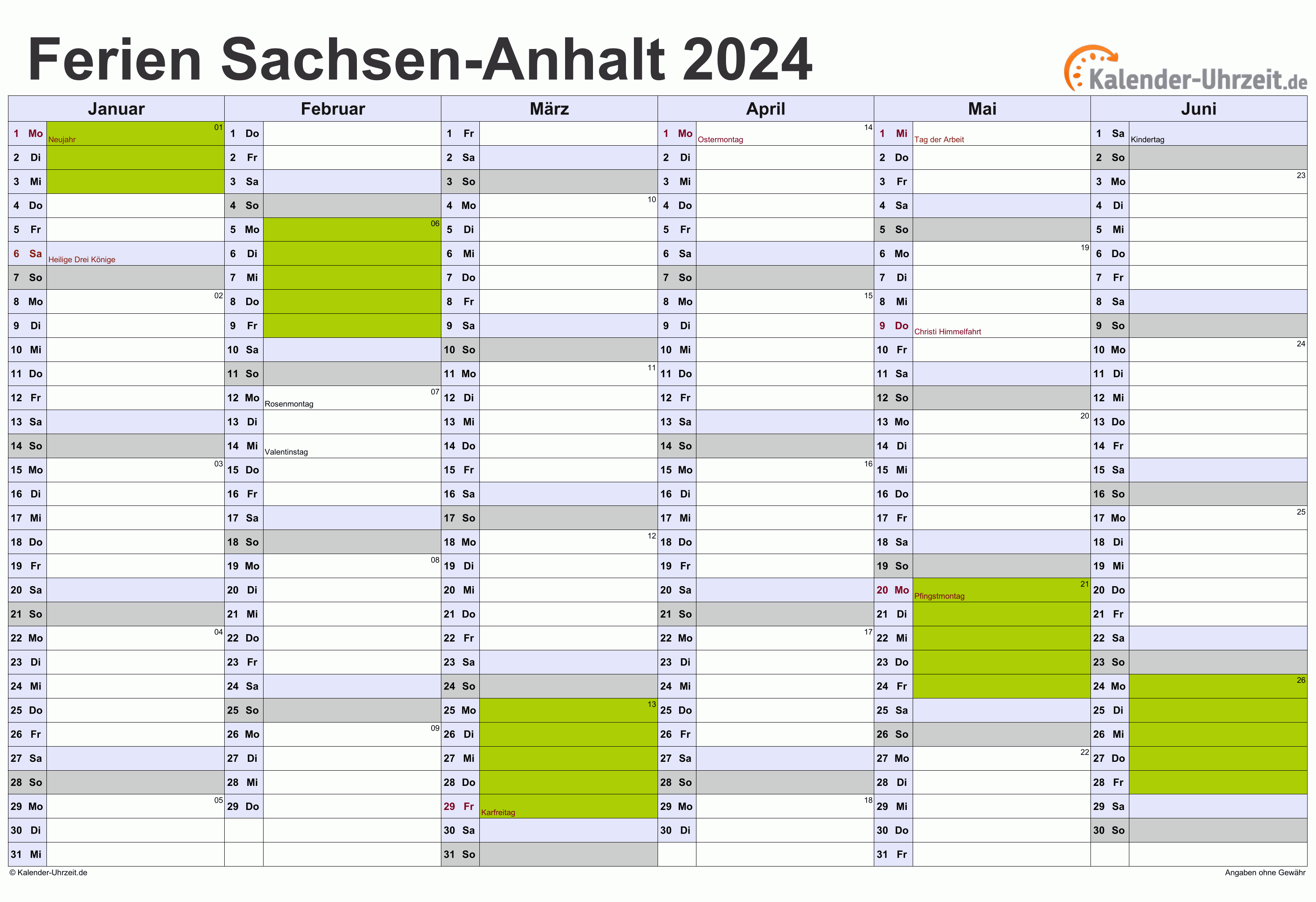 Ferien Sachsen Anhalt 2024 Ferienkalender Zum Ausdrucken