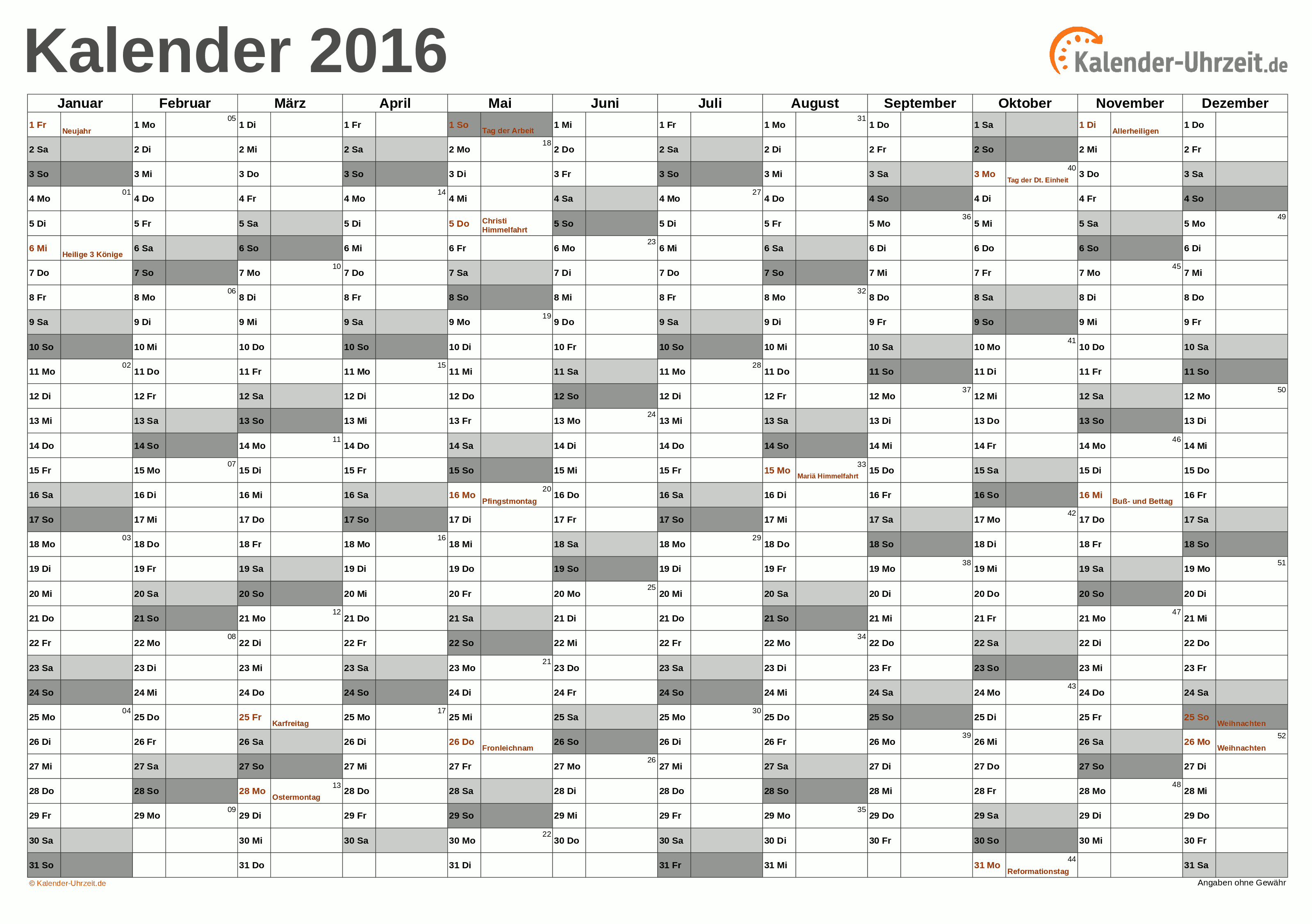 Terughoudendheid Inconsistent Verslaving EXCEL-KALENDER 2016 - KOSTENLOS