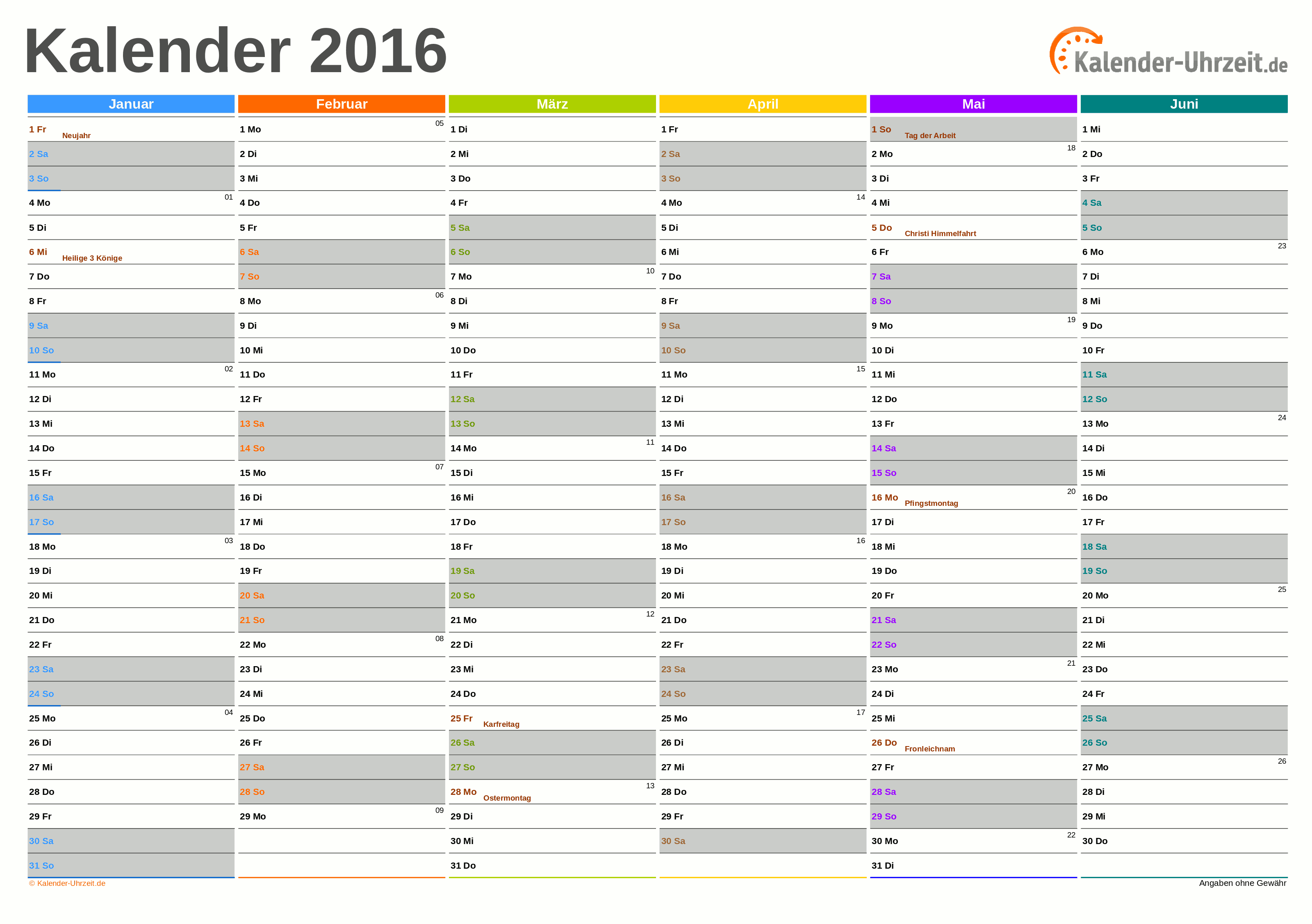 Kalender 16 Zum Ausdrucken Kostenlos