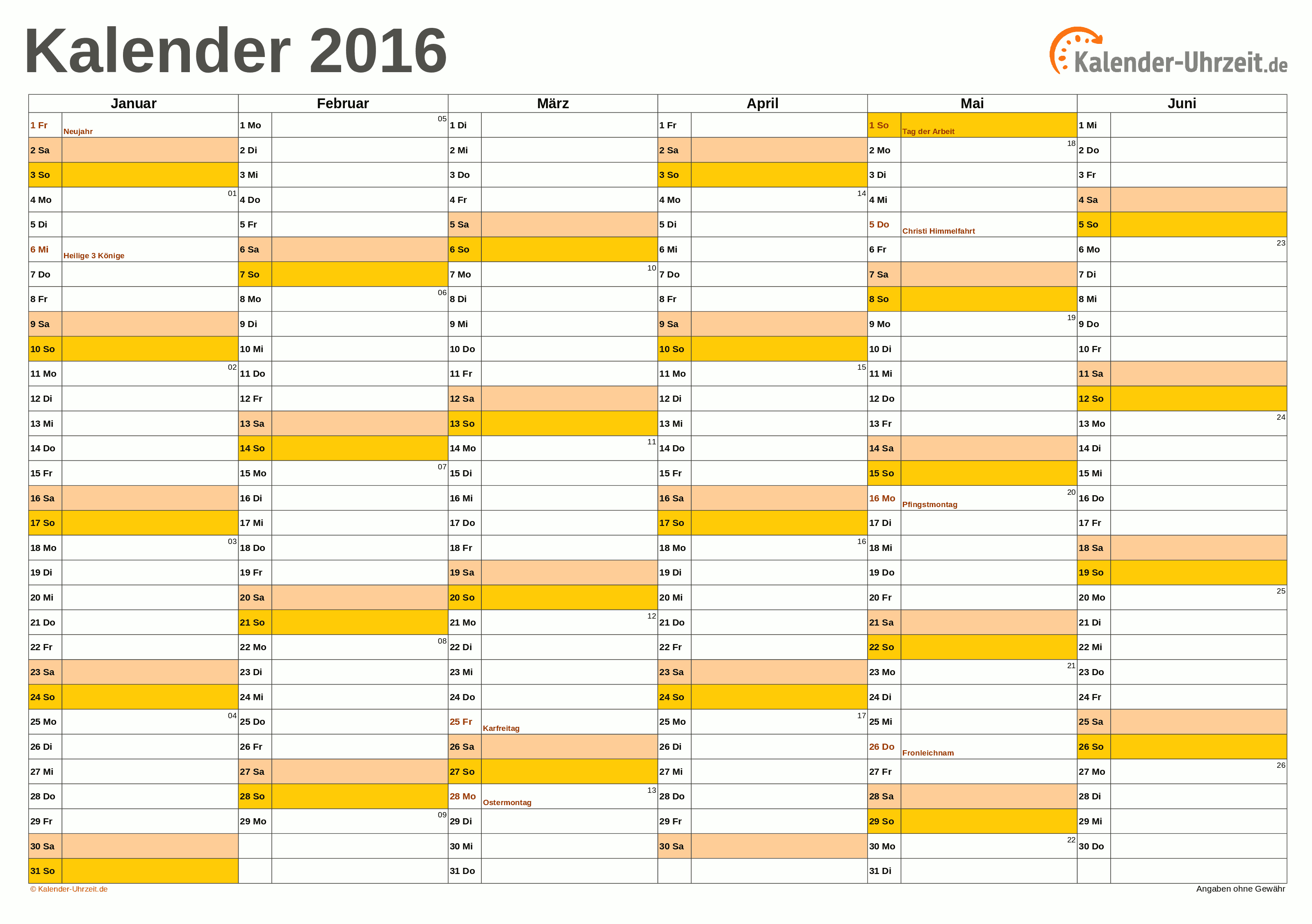 Janice Doe een poging suspensie EXCEL-KALENDER 2016 - KOSTENLOS