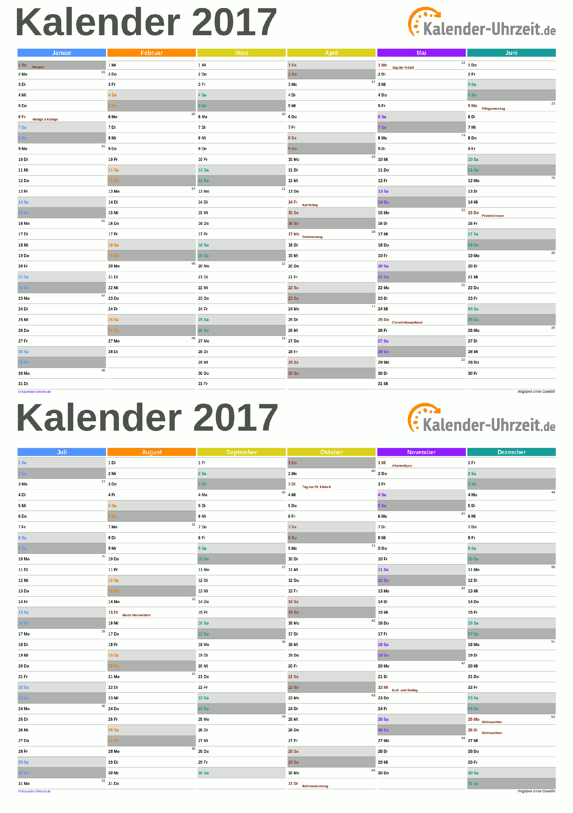 Kalender 2017 A5-PDF-Vorlage 4 Vorschau