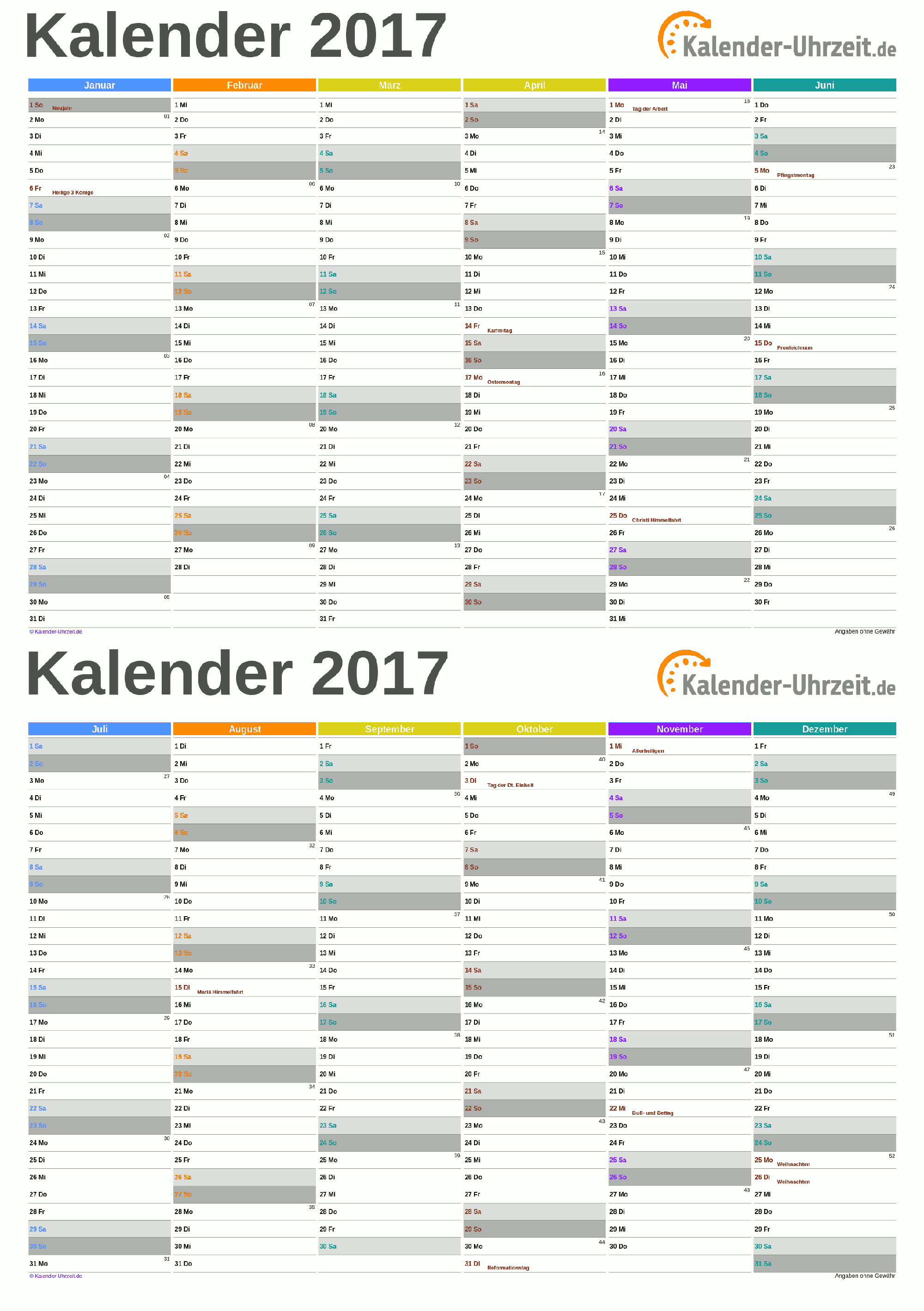 Kalender 17 Zum Ausdrucken Kostenlos