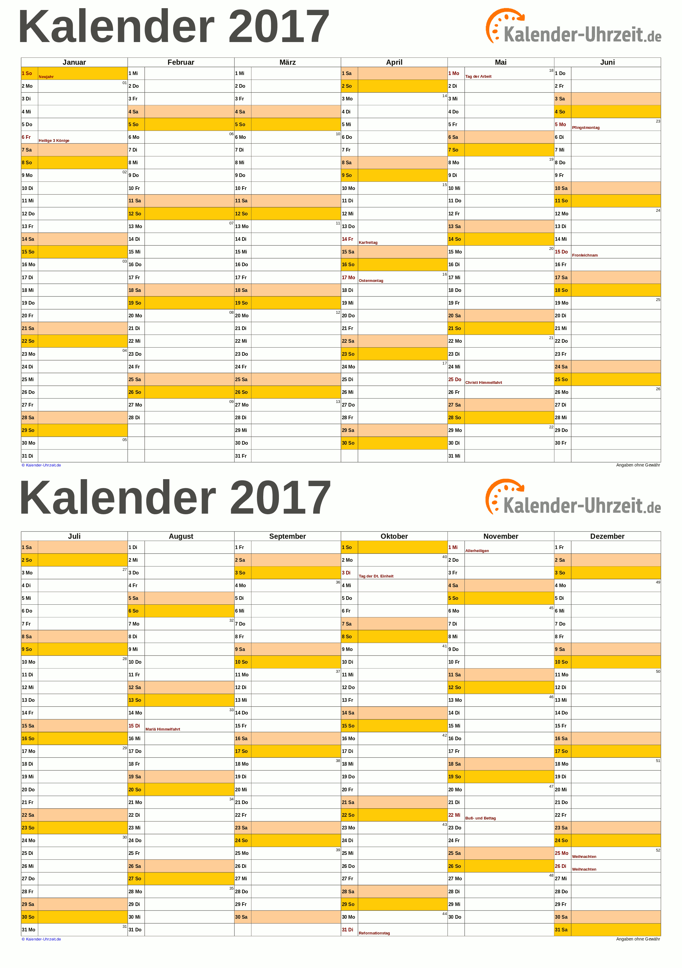 Kalender 2017 A5-PDF-Vorlage 1 Vorschau
