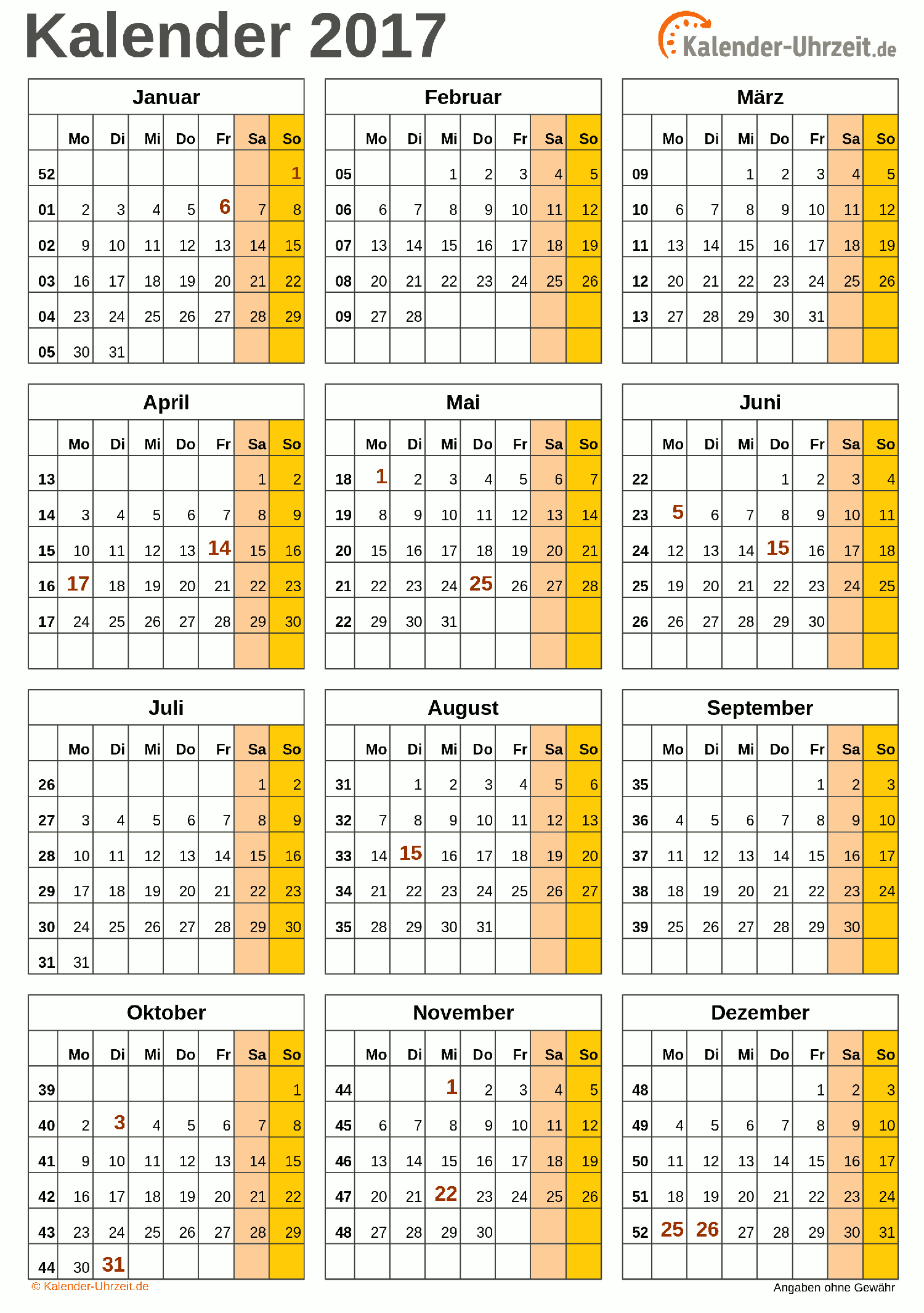 Kalender 17 Zum Ausdrucken Kostenlos