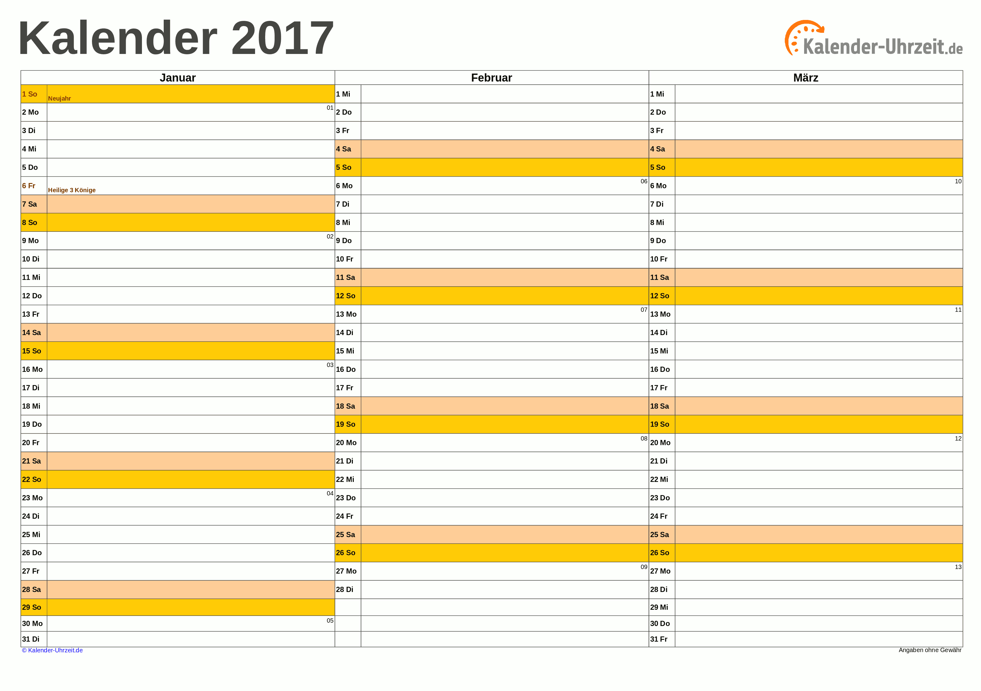 Kalender 17 Zum Ausdrucken Kostenlos