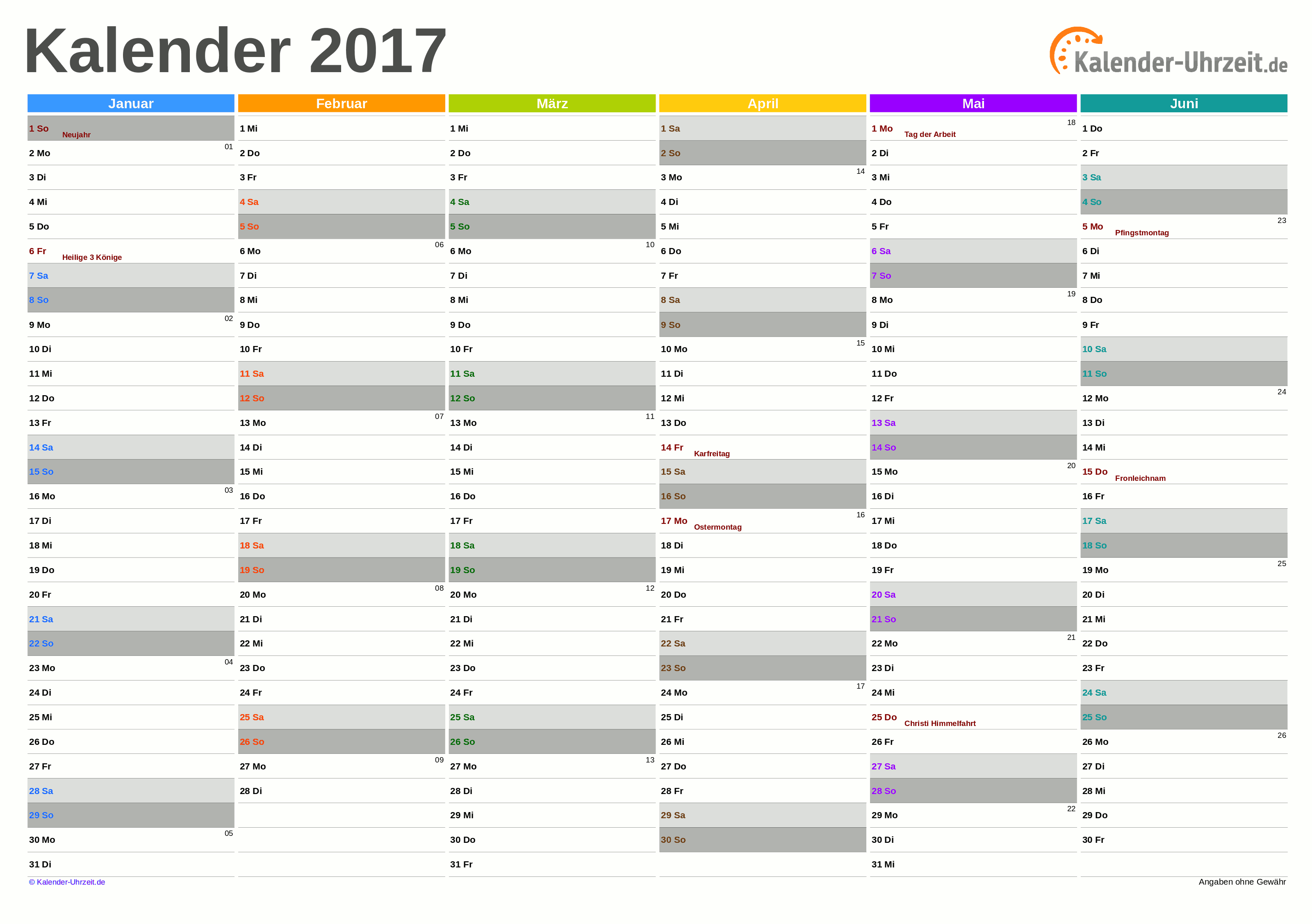 Kalender 17 Zum Ausdrucken Kostenlos