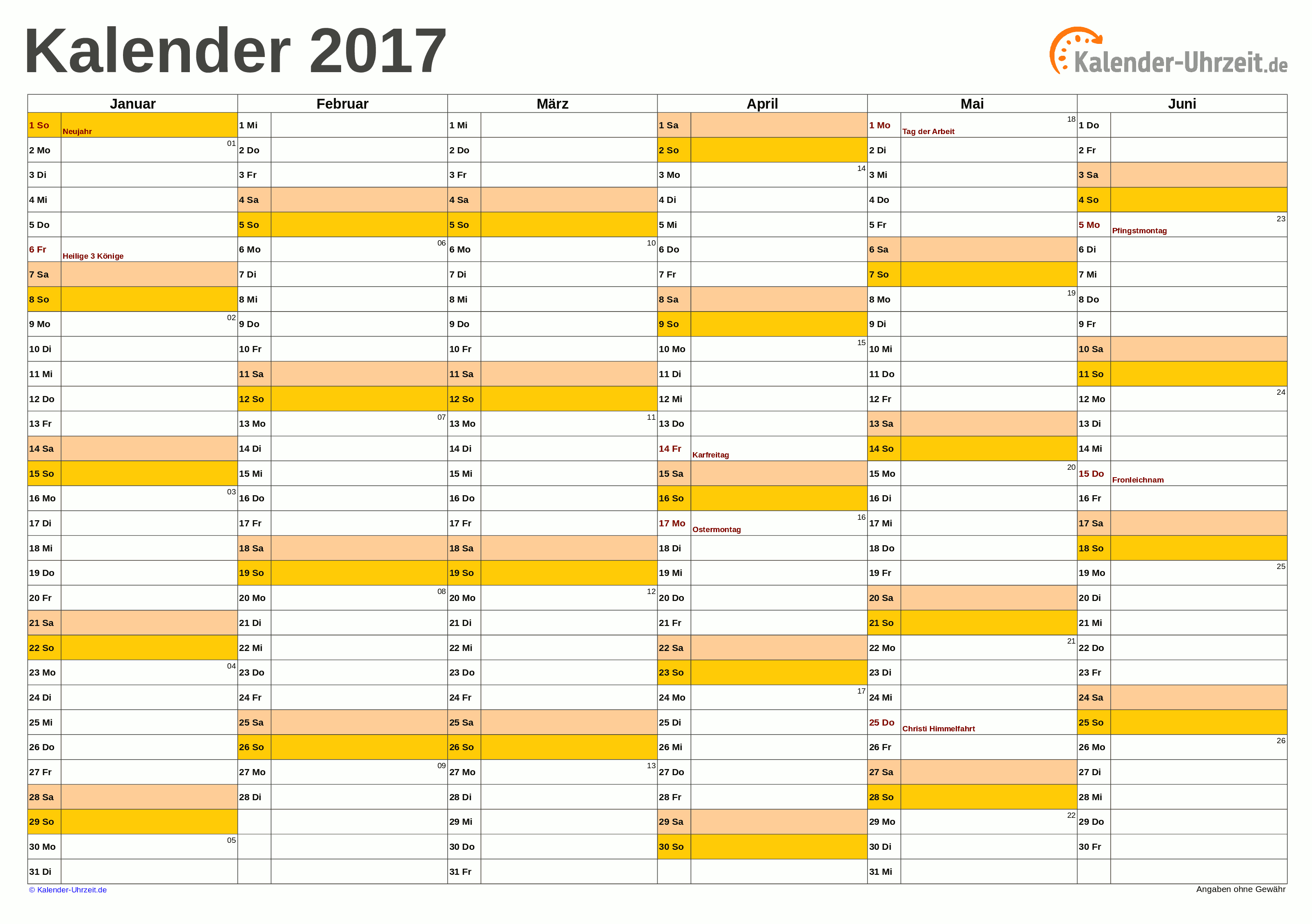 Ritmisch Metalen lijn Ru KALENDER 2017 ZUM AUSDRUCKEN - KOSTENLOS