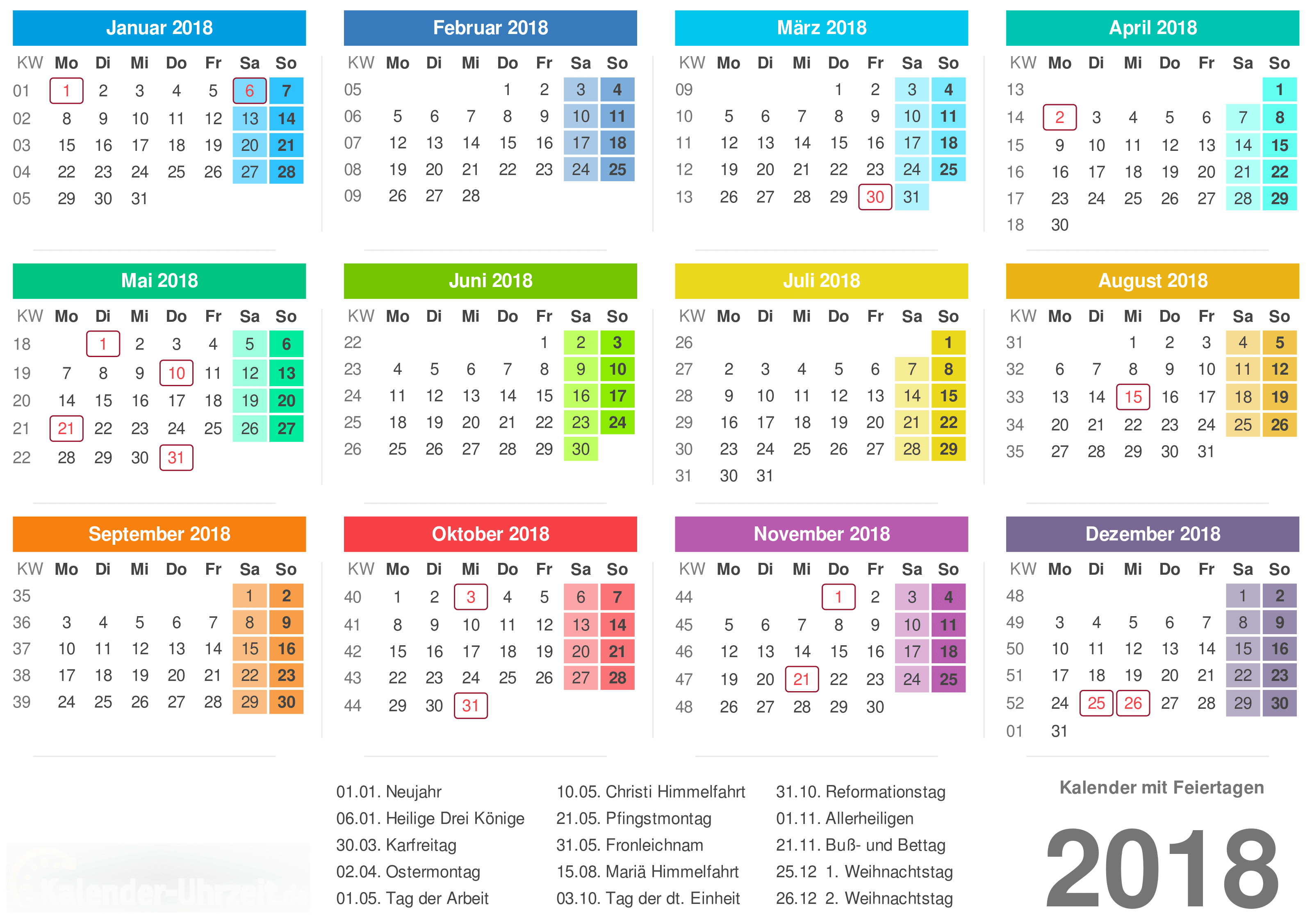 Kalender 2018 Zum Ausdrucken Kostenlos