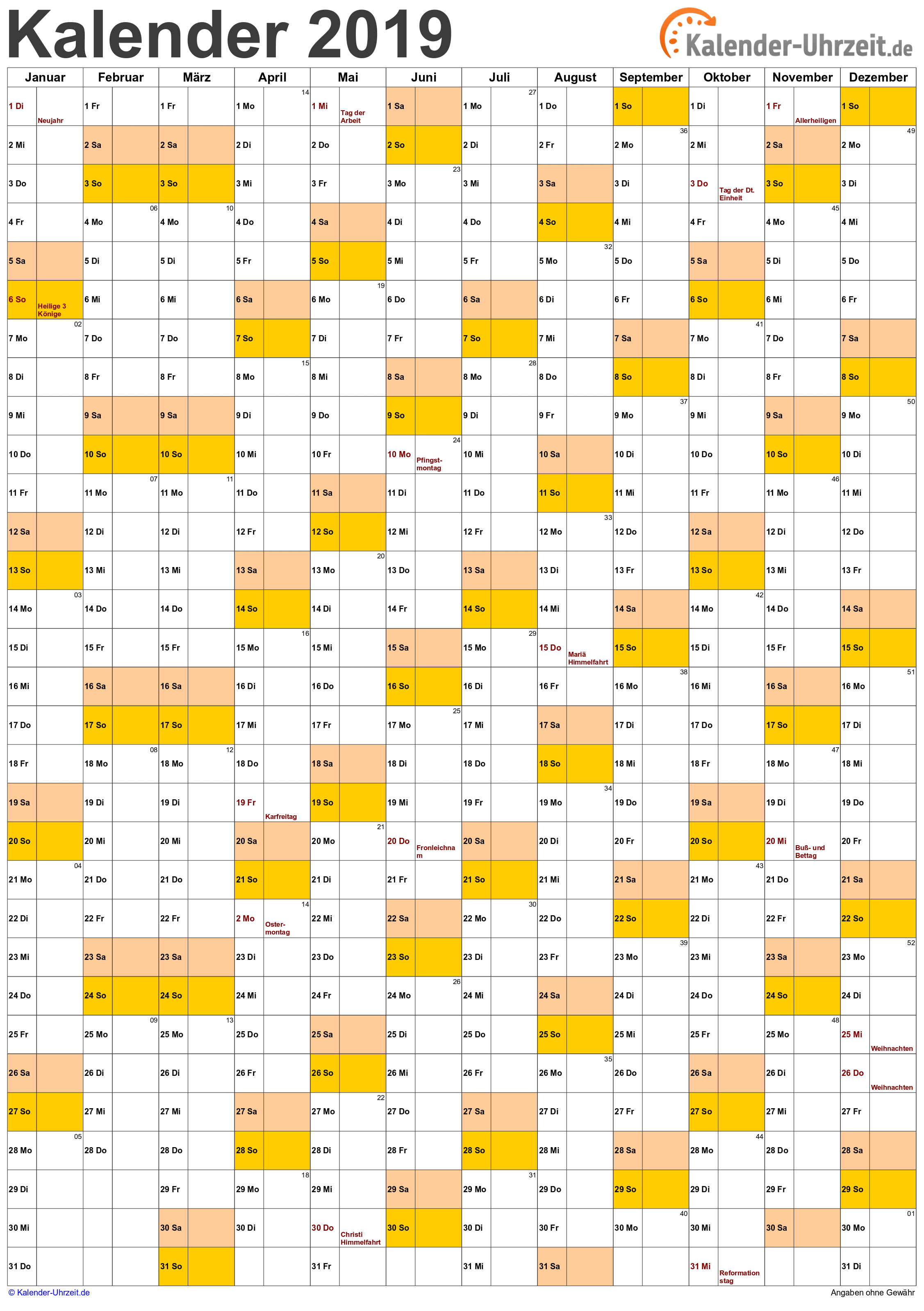 Kalender 2019 Zum Ausdrucken Kostenlos