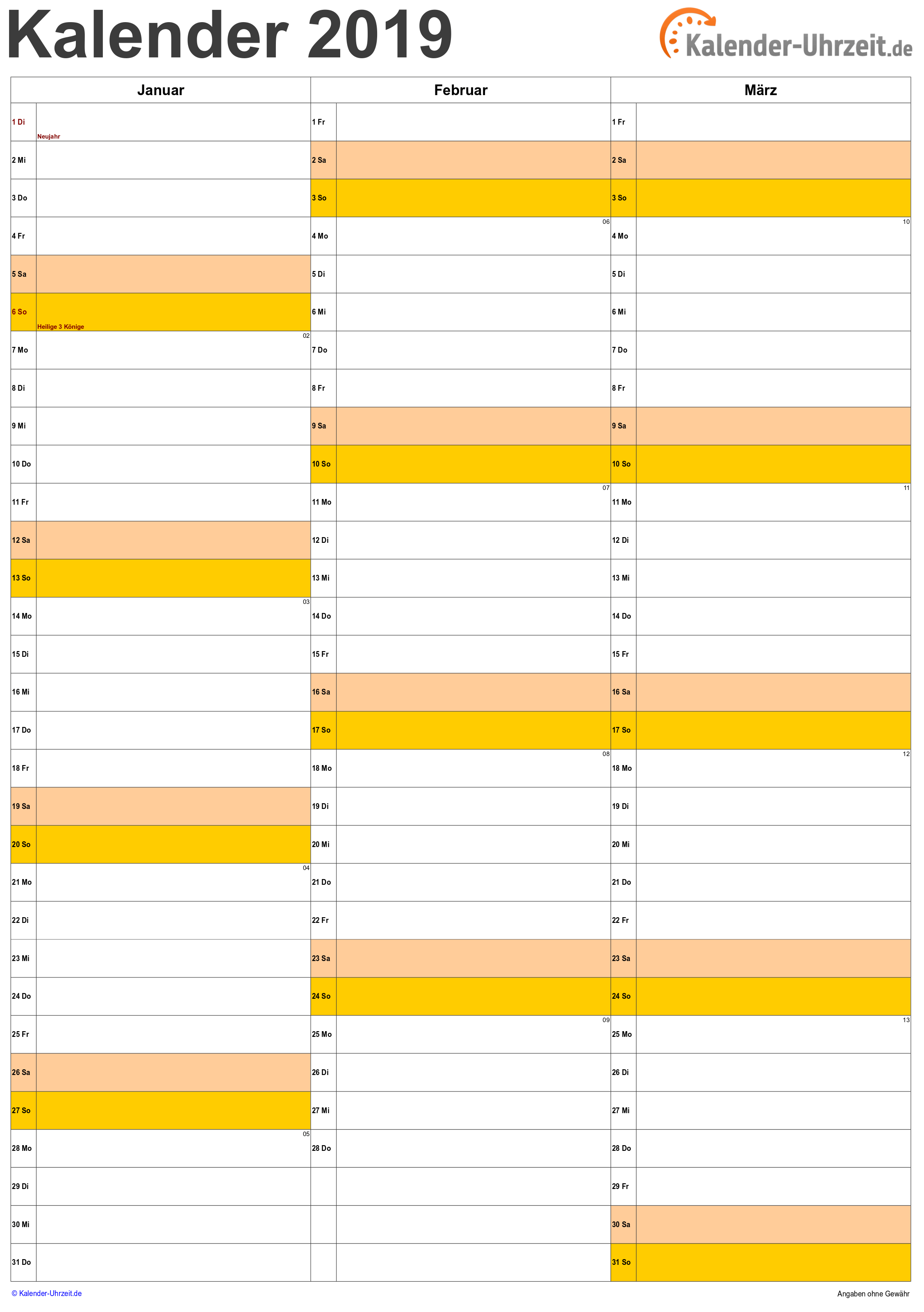 3 Monatskalender 2021 Zum Ausdrucken Kostenlos / Kalender ...