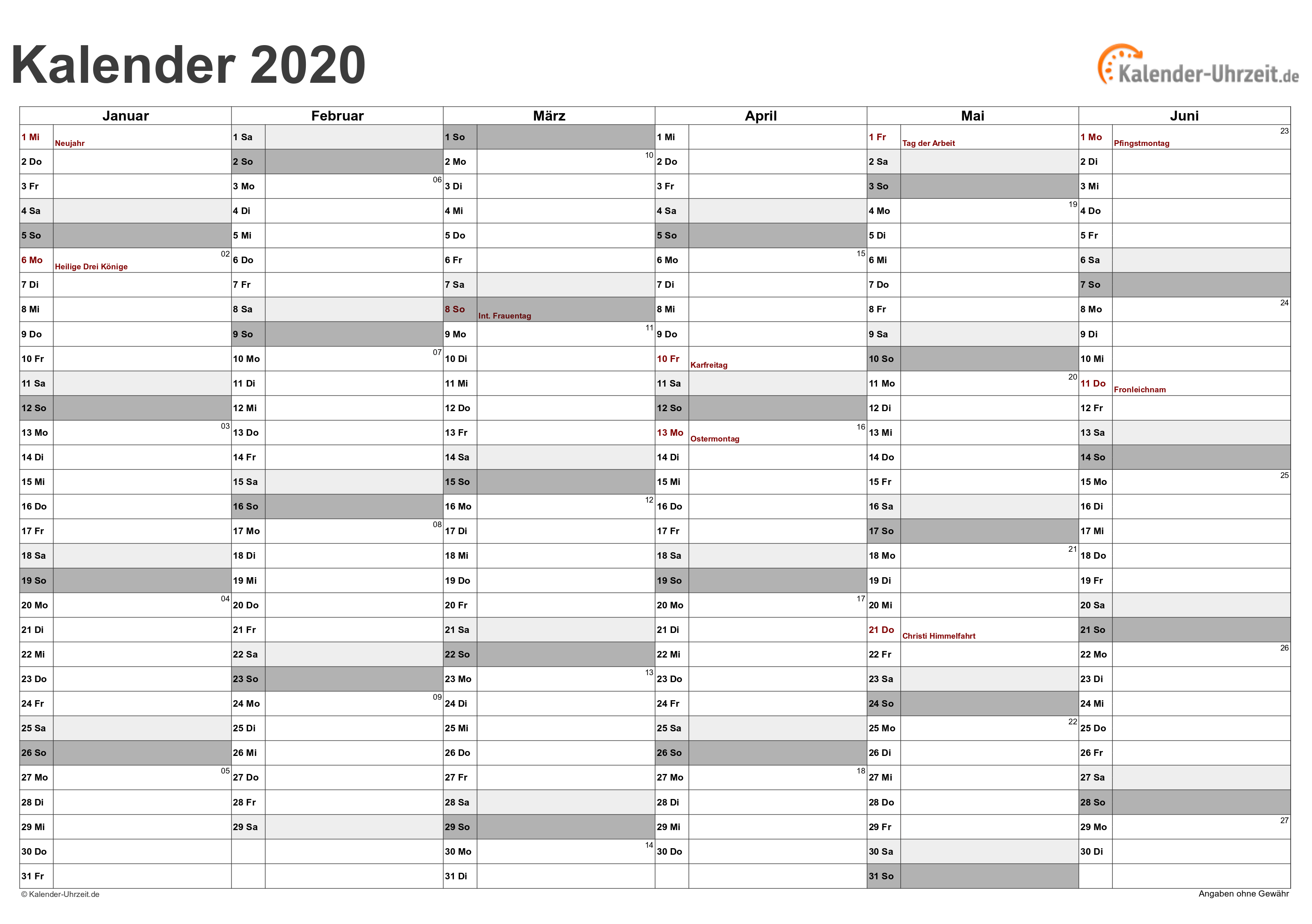 Kalender Zum Ausdrucken Kostenlos