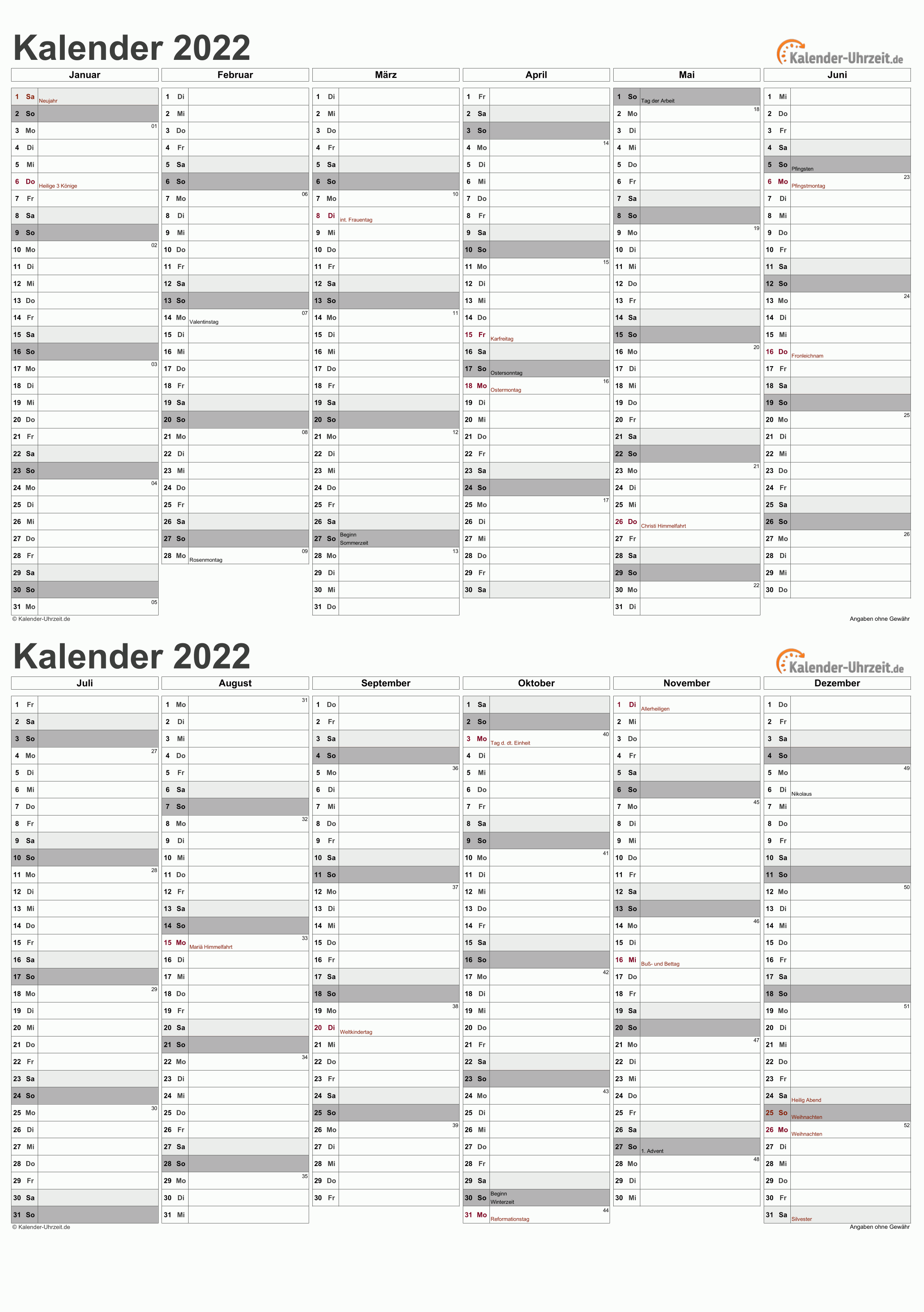 Kalender 2022 A5-PDF-Vorlage 5 Vorschau