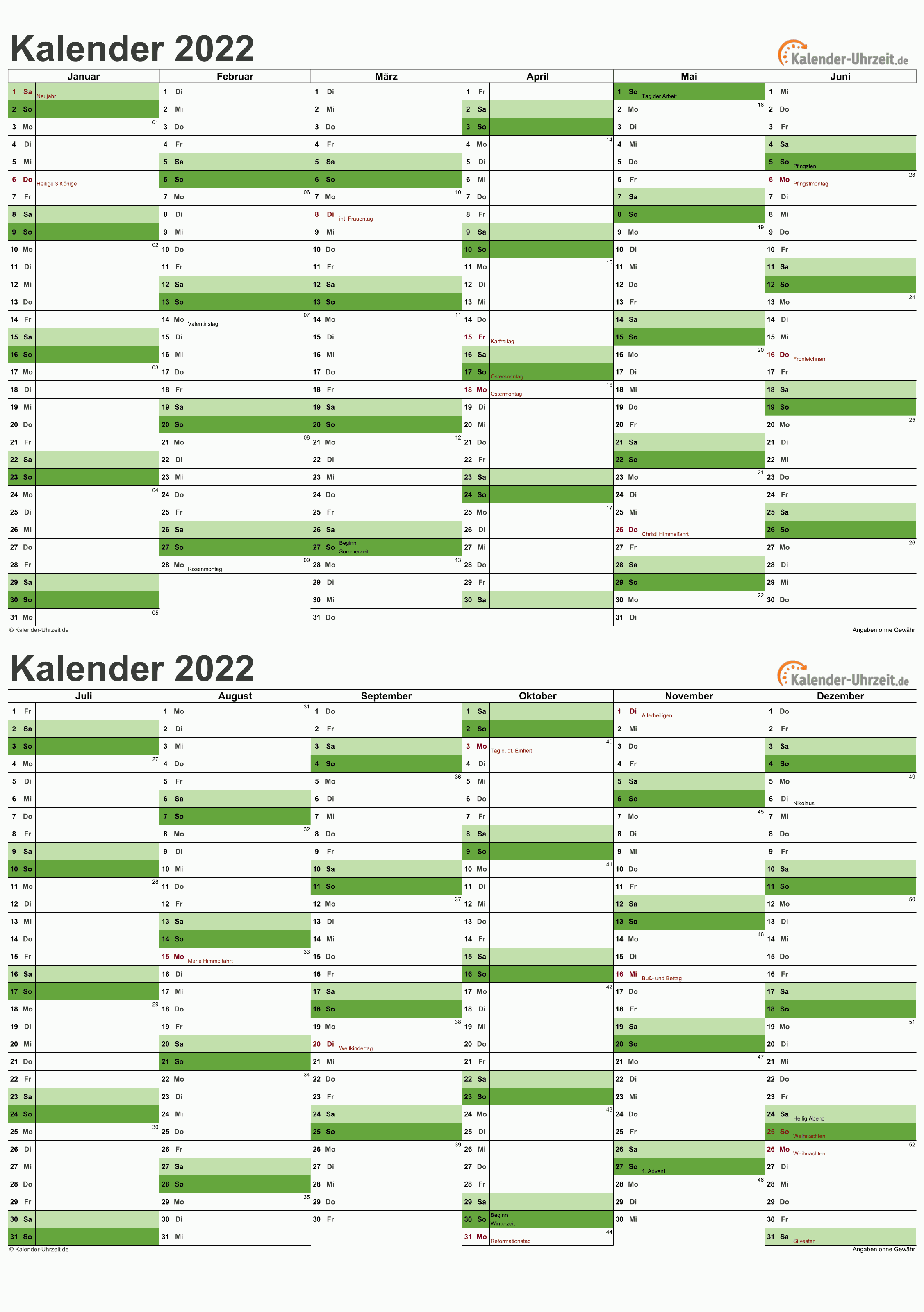 Kalender 2022 A5-PDF-Vorlage 3 Vorschau