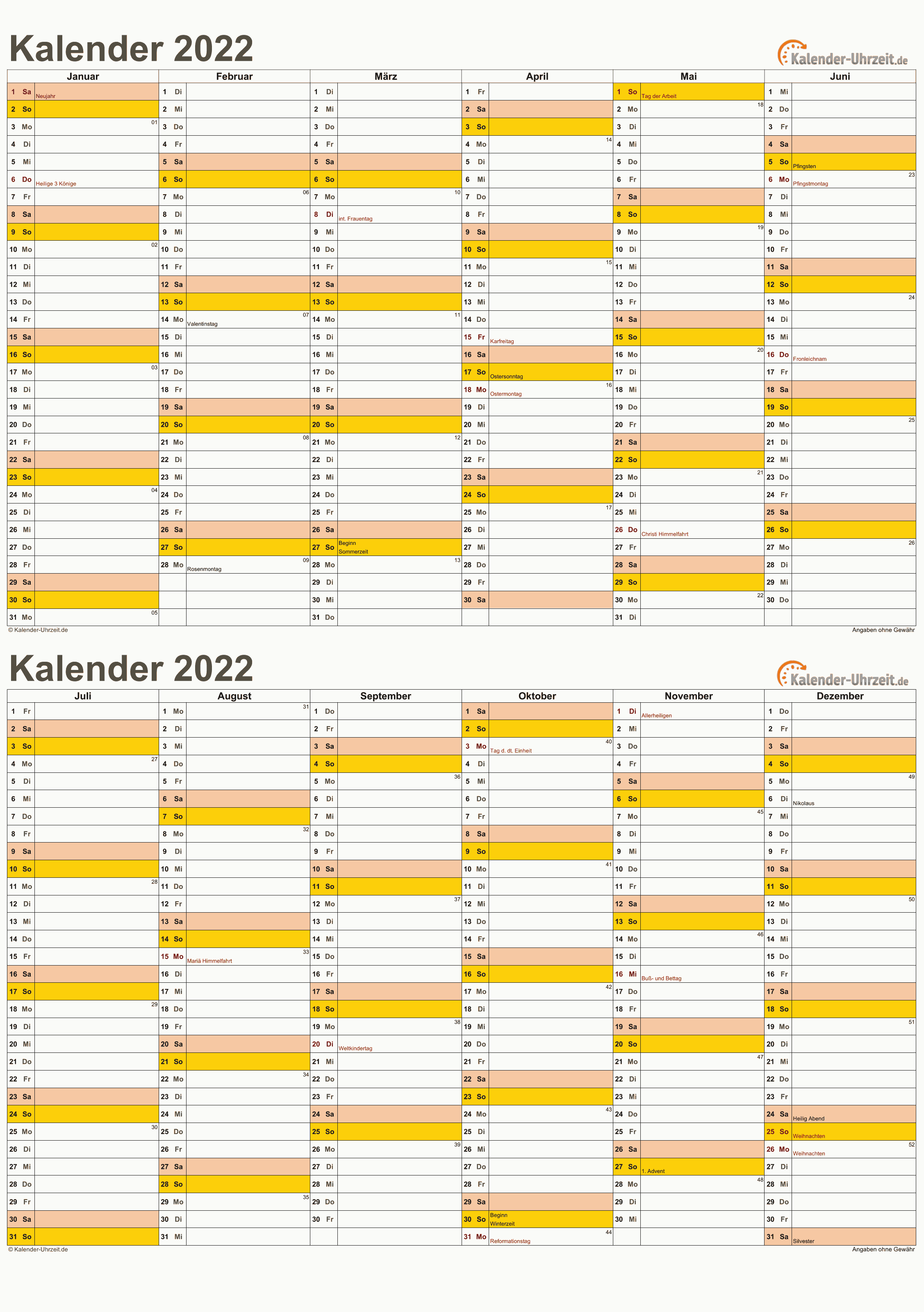 Kalender 2022 A5-PDF-Vorlage 1 Vorschau