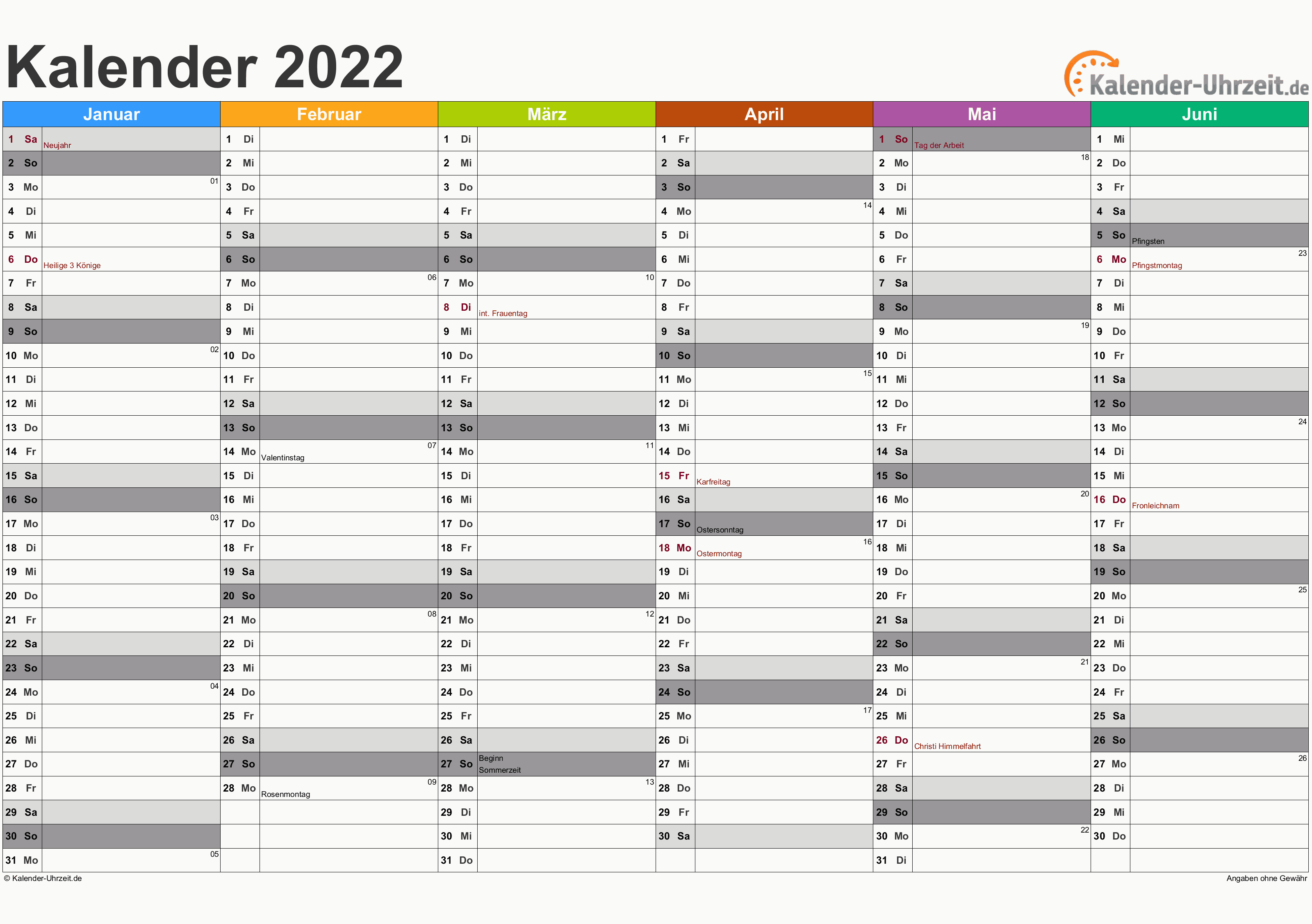 Kalender 2022 Monatsübersicht Zum Ausdrucken Kalender Ausdrucken