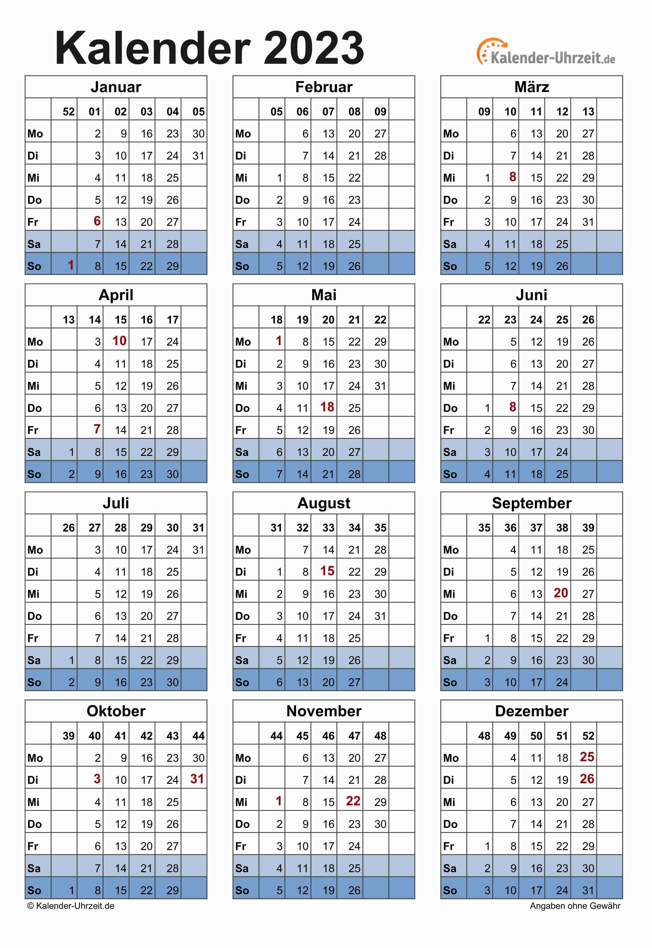 Jahreskalender 2023 A4-Hochformat V2 Vorschau