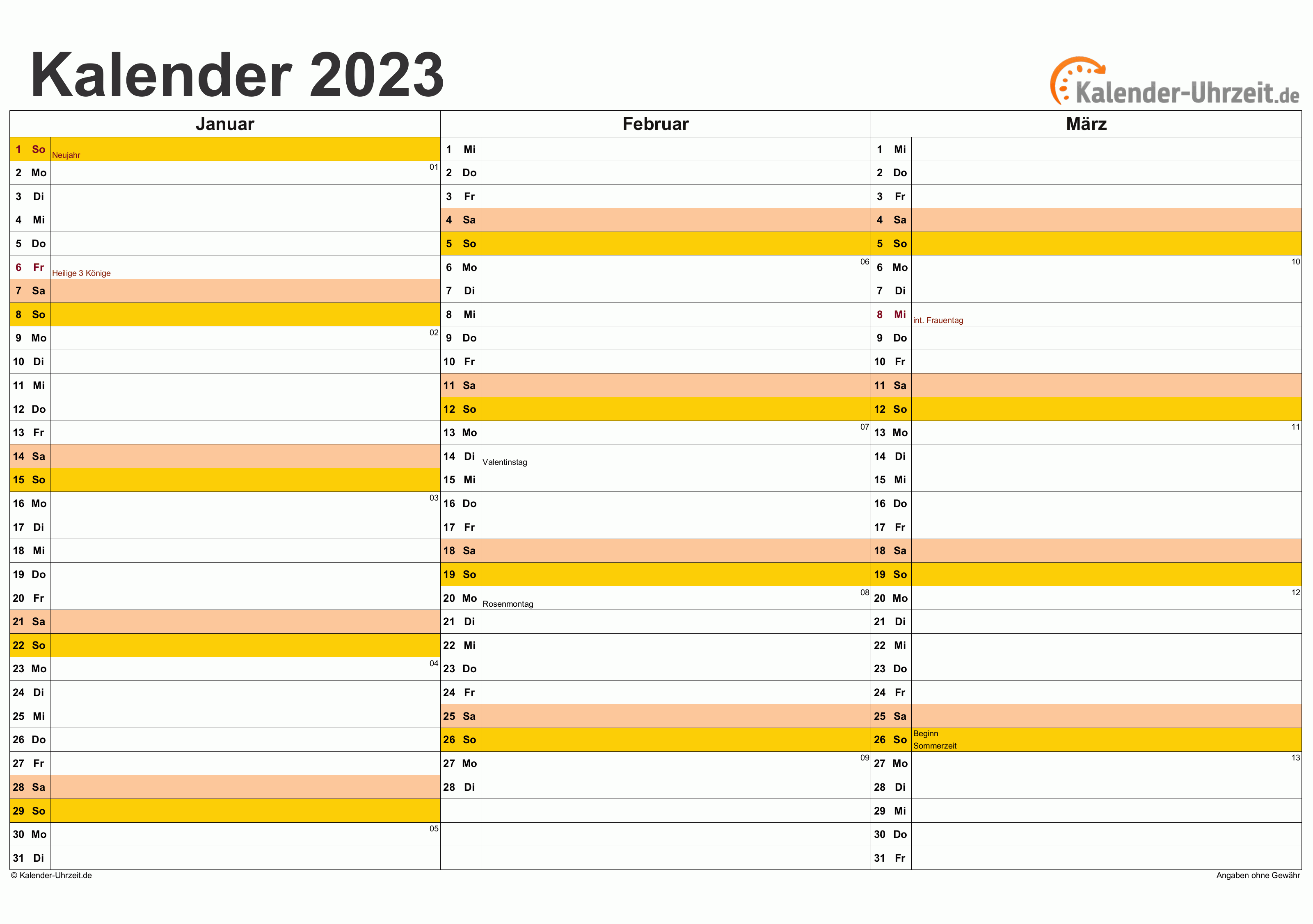 Excel Kalender 2023 Kostenlos