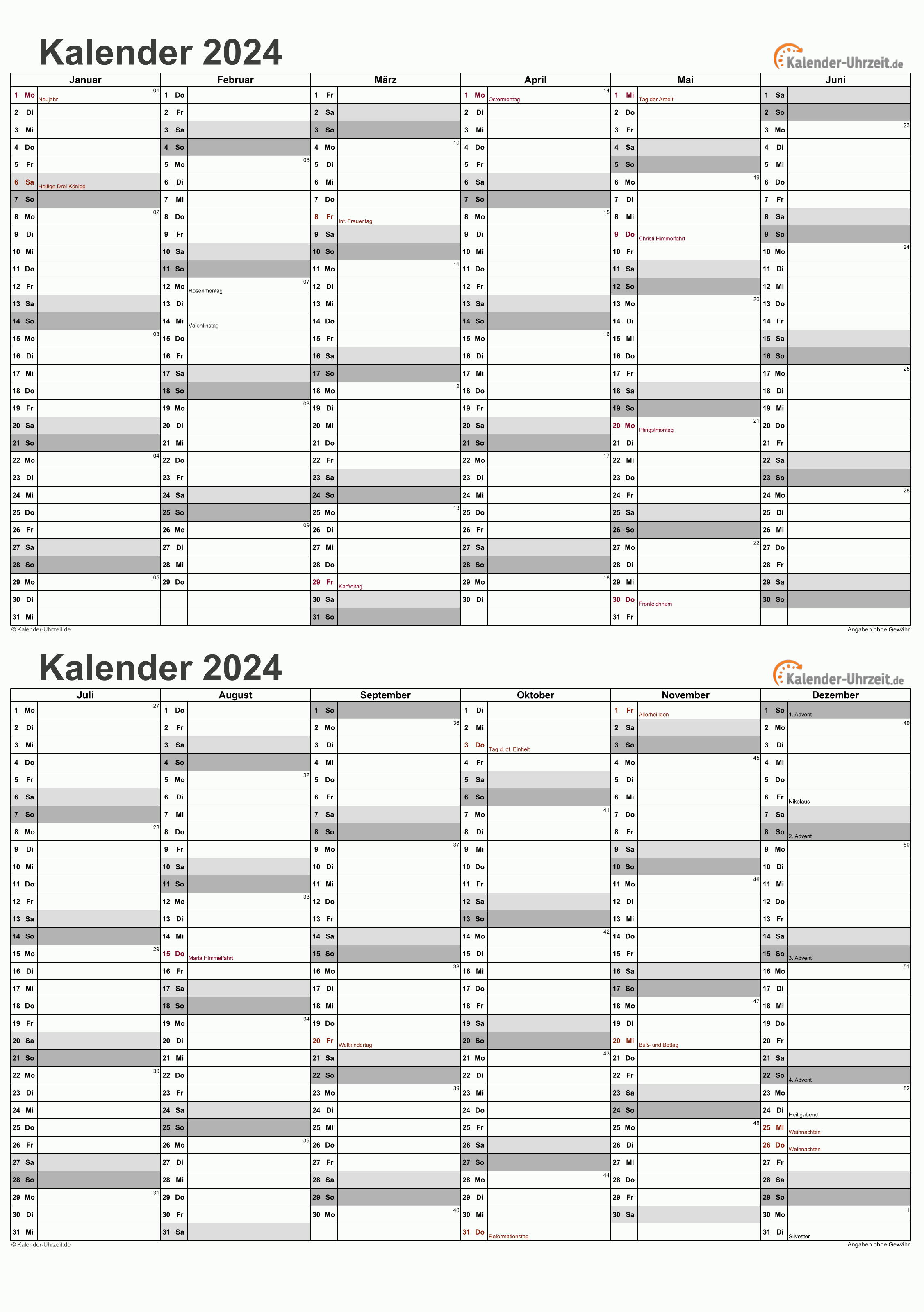 Kalender 2024 A5-PDF-Vorlage 5 Vorschau
