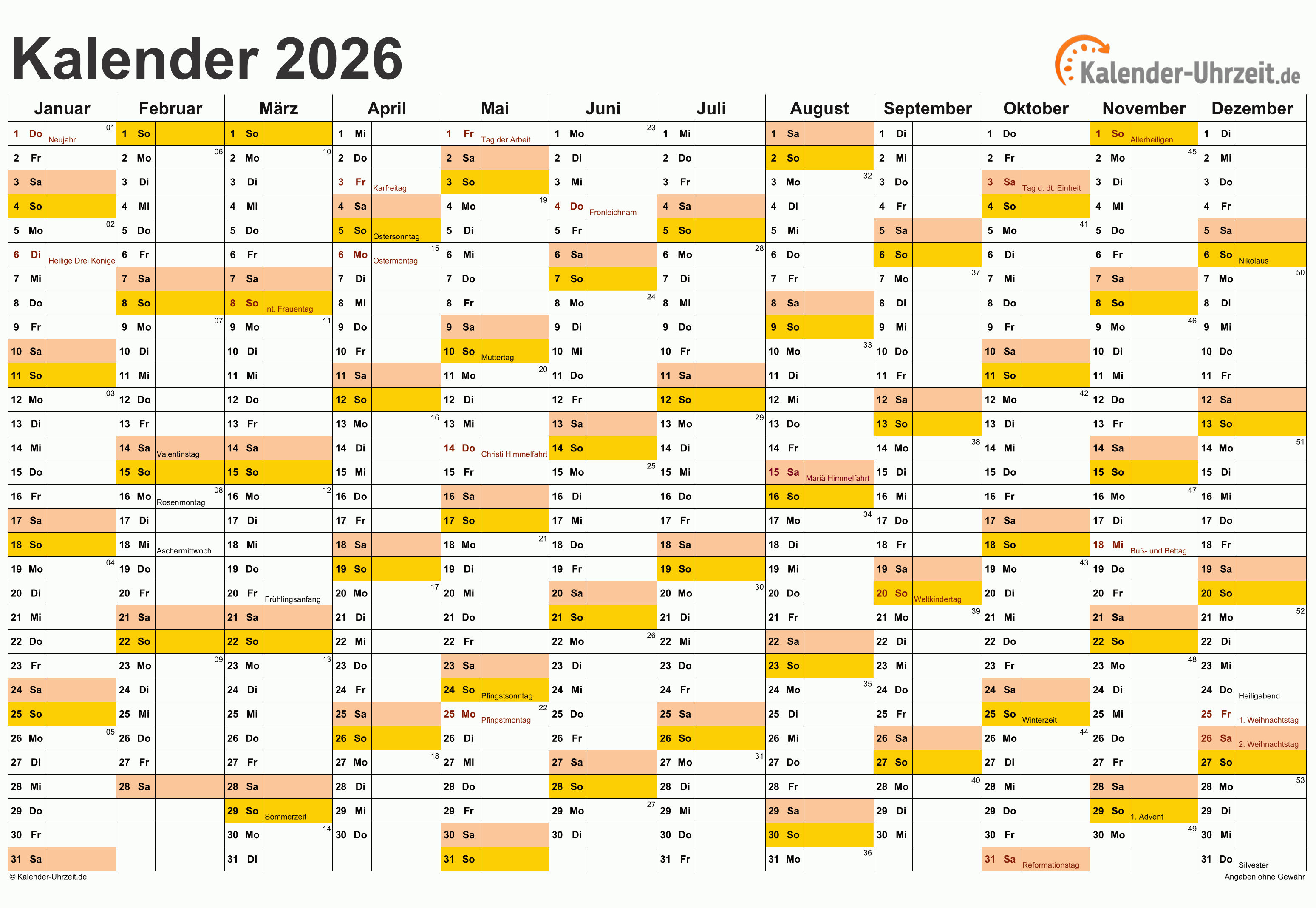 Kalender 2026 Mit Feiertagen Kalender 2026 Mit Feiertagen