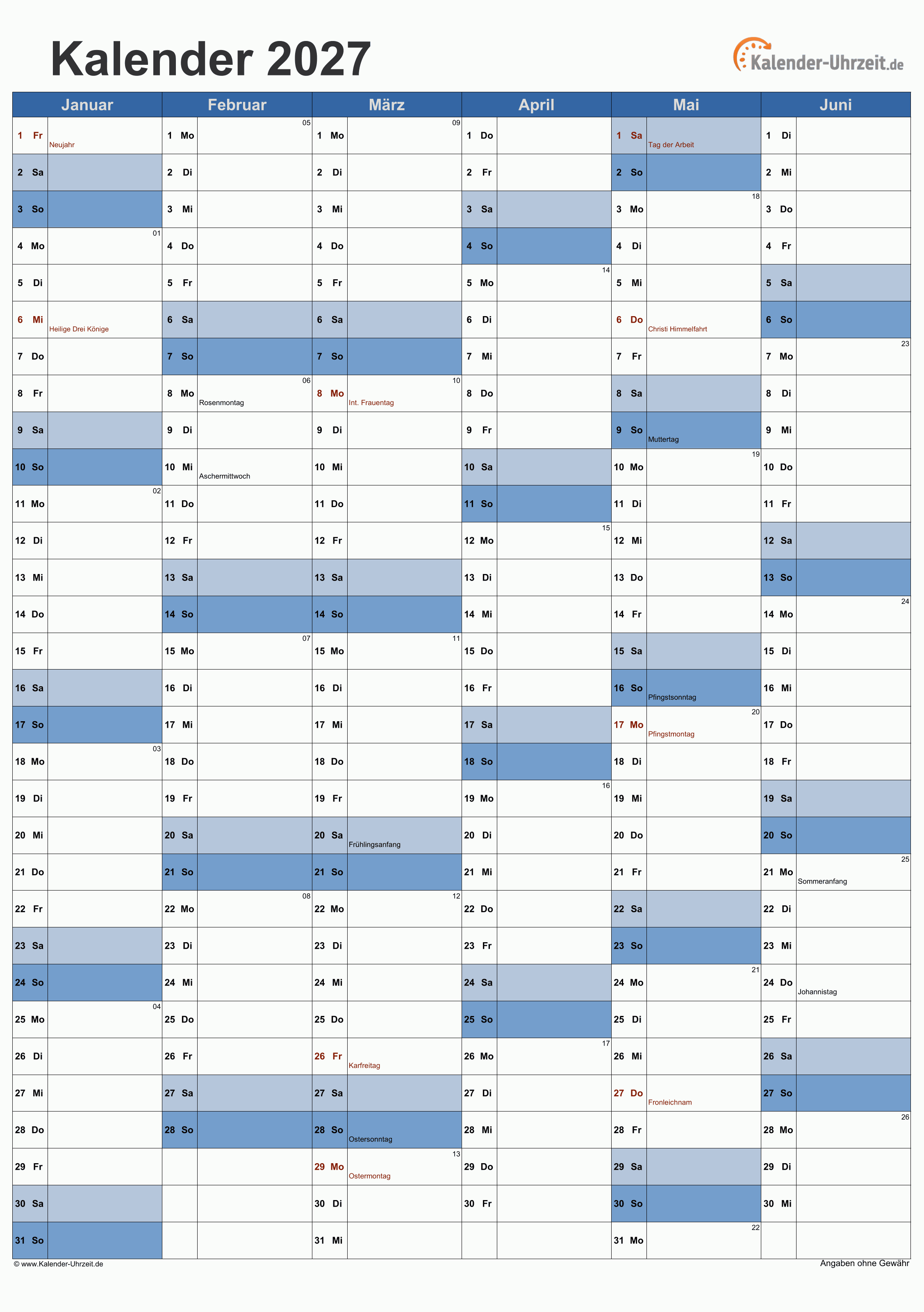 EXCEL KALENDER 2027 KOSTENLOS EXCEL KALENDER 2027 KOSTENLOS