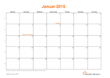 Kalender Januar 2015 zum Ausdrucken Kalender Januar 2015 mit Feiertagen