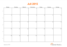 Kalender Juli 2015 mit Feiertagen