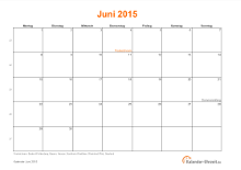 Kalender Juni 2015 zum Ausdrucken Kalender Juni 2015 mit Feiertagen